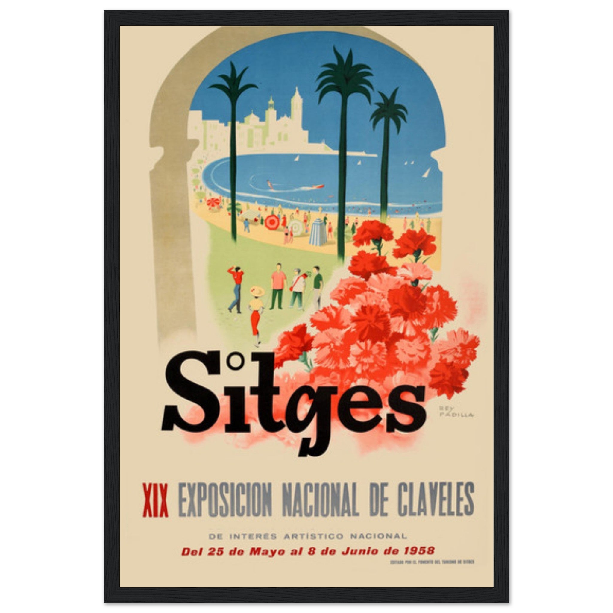 Stunning Sitges poster featuring the charm of Spain’s coastal town. Perfect for travel lovers, collectors, and Mediterranean decor enthusiasts.