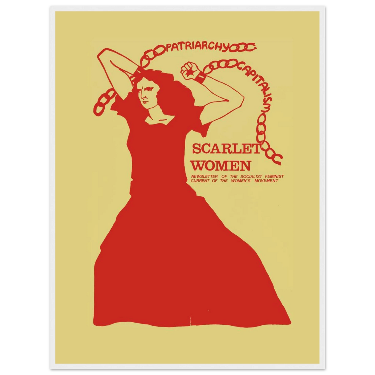 Socialist woman poster featuring bold anti-capitalist and feminist artwork inspired by socialist realism and revolutionary propaganda design.