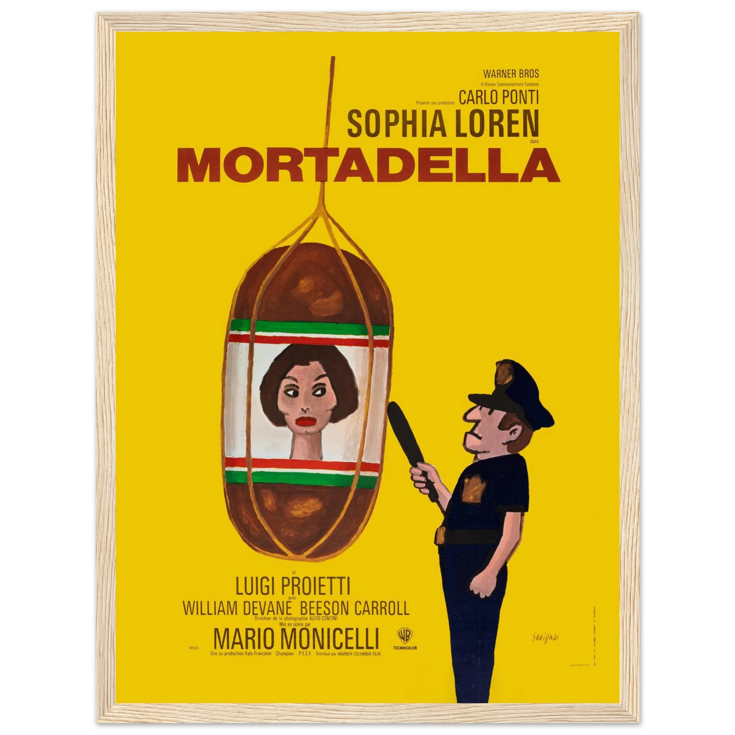 Classic movie art print of Sophia Loren in Mortadella, a stylish reproduction from the golden age of Italian and international film.