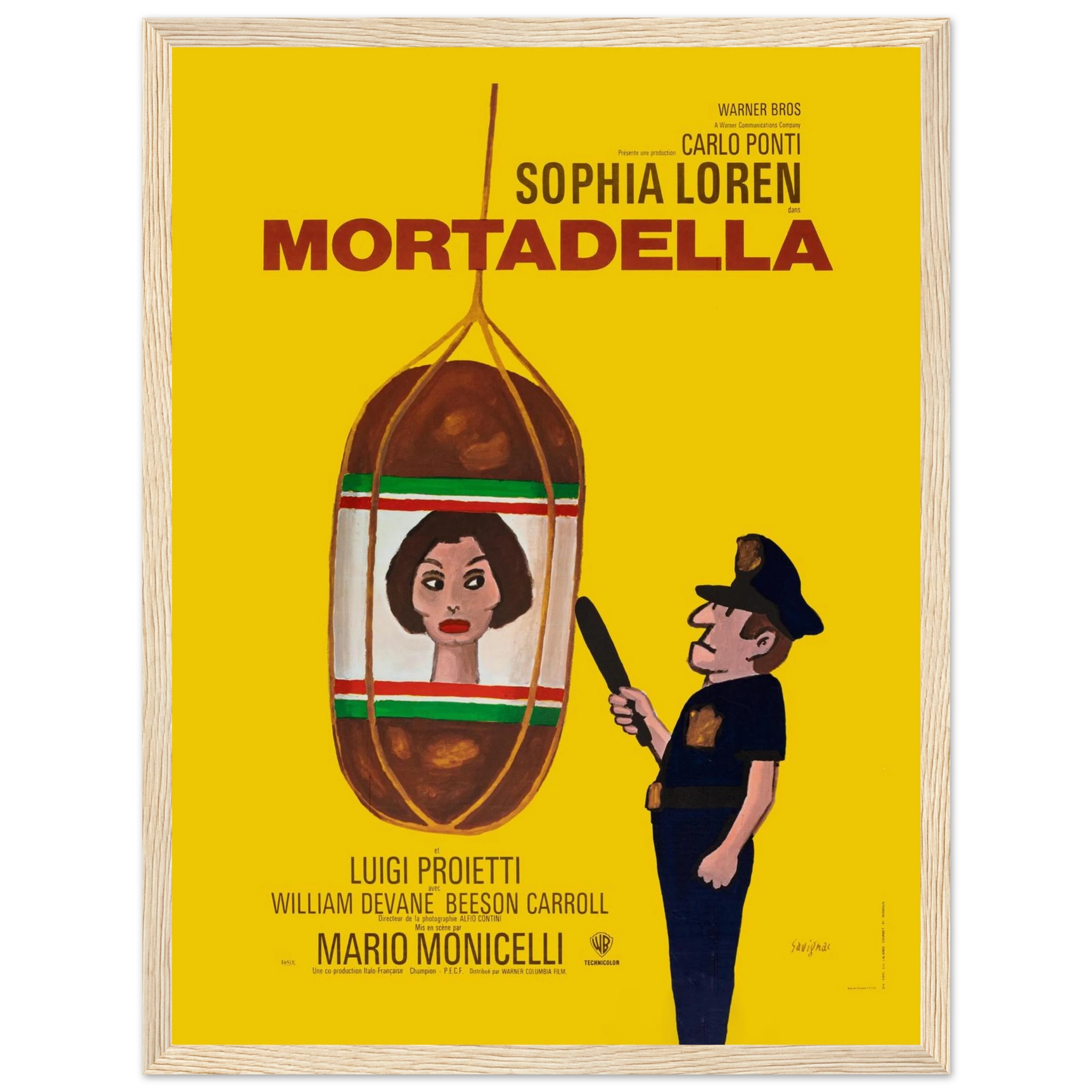 Classic movie art print of Sophia Loren in Mortadella, a stylish reproduction from the golden age of Italian and international film.