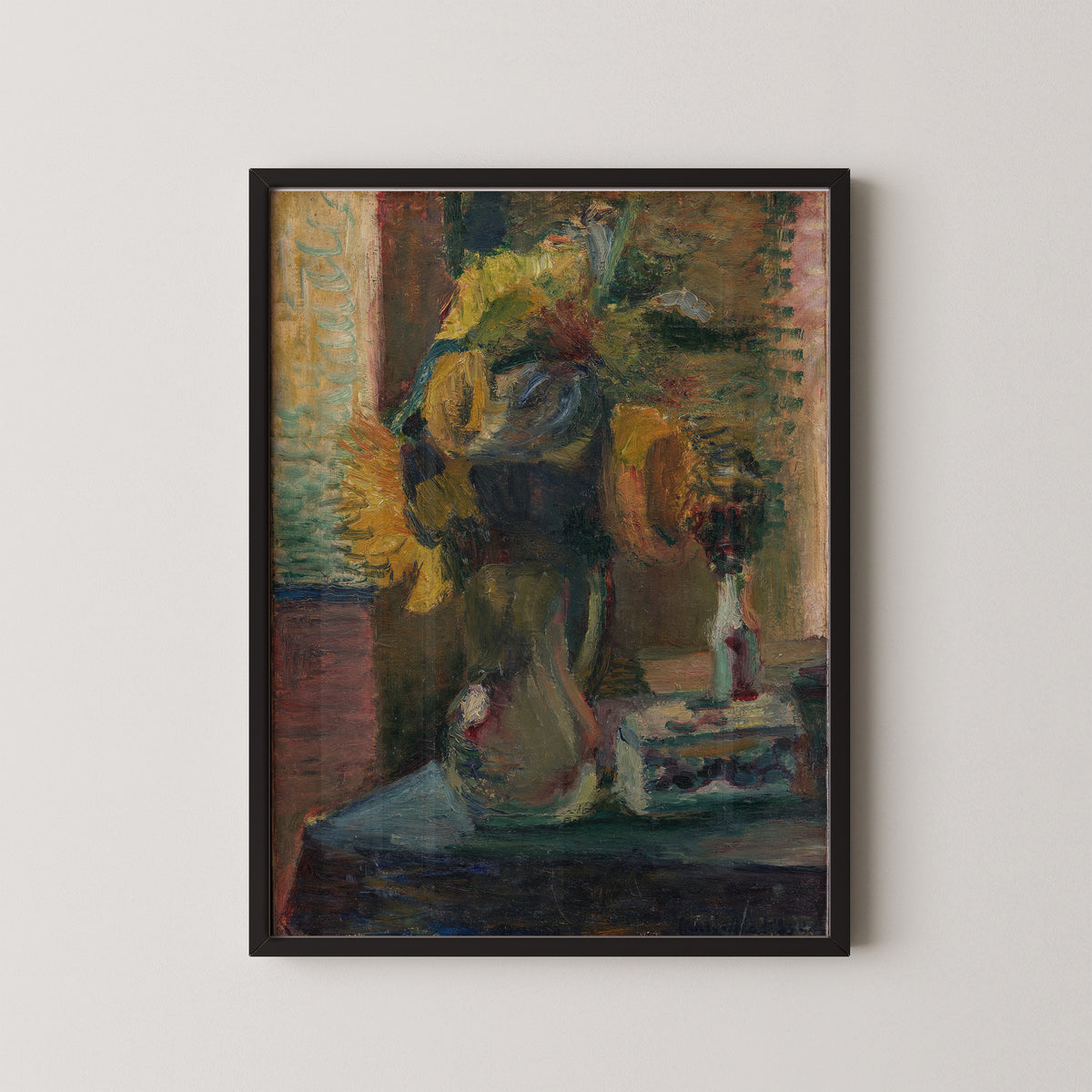 Solsikker i en vase by Henri Matisse, art print in a black frame