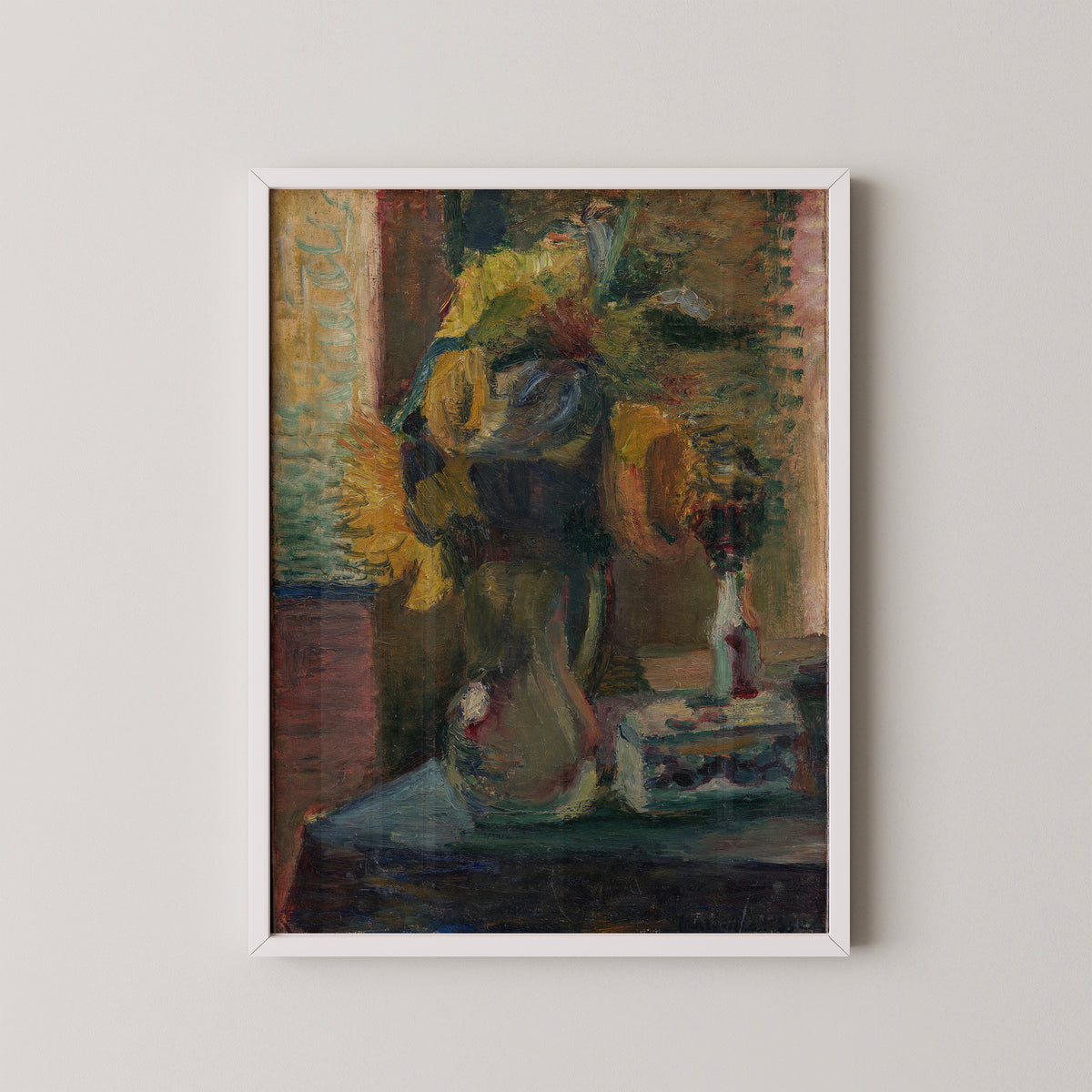 Solsikker i en vase by Henri Matisse, art print in a white frame