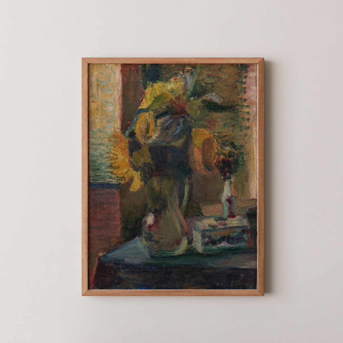 Solsikker i en vase by Henri Matisse, art print in a natural wood frame