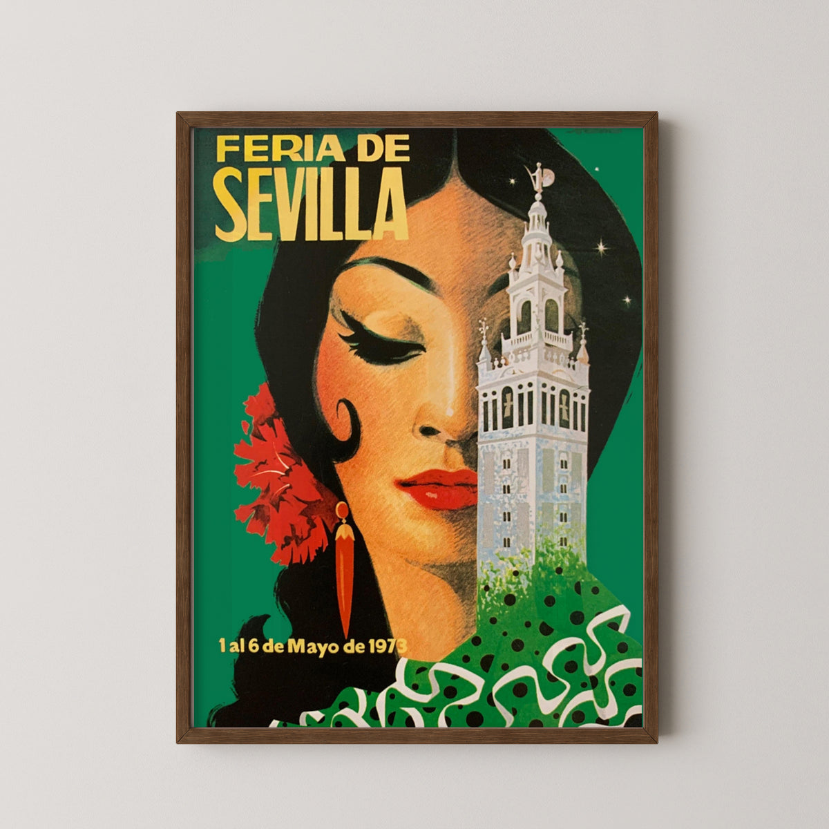 spain flamenco poster – darkwood frame mockup