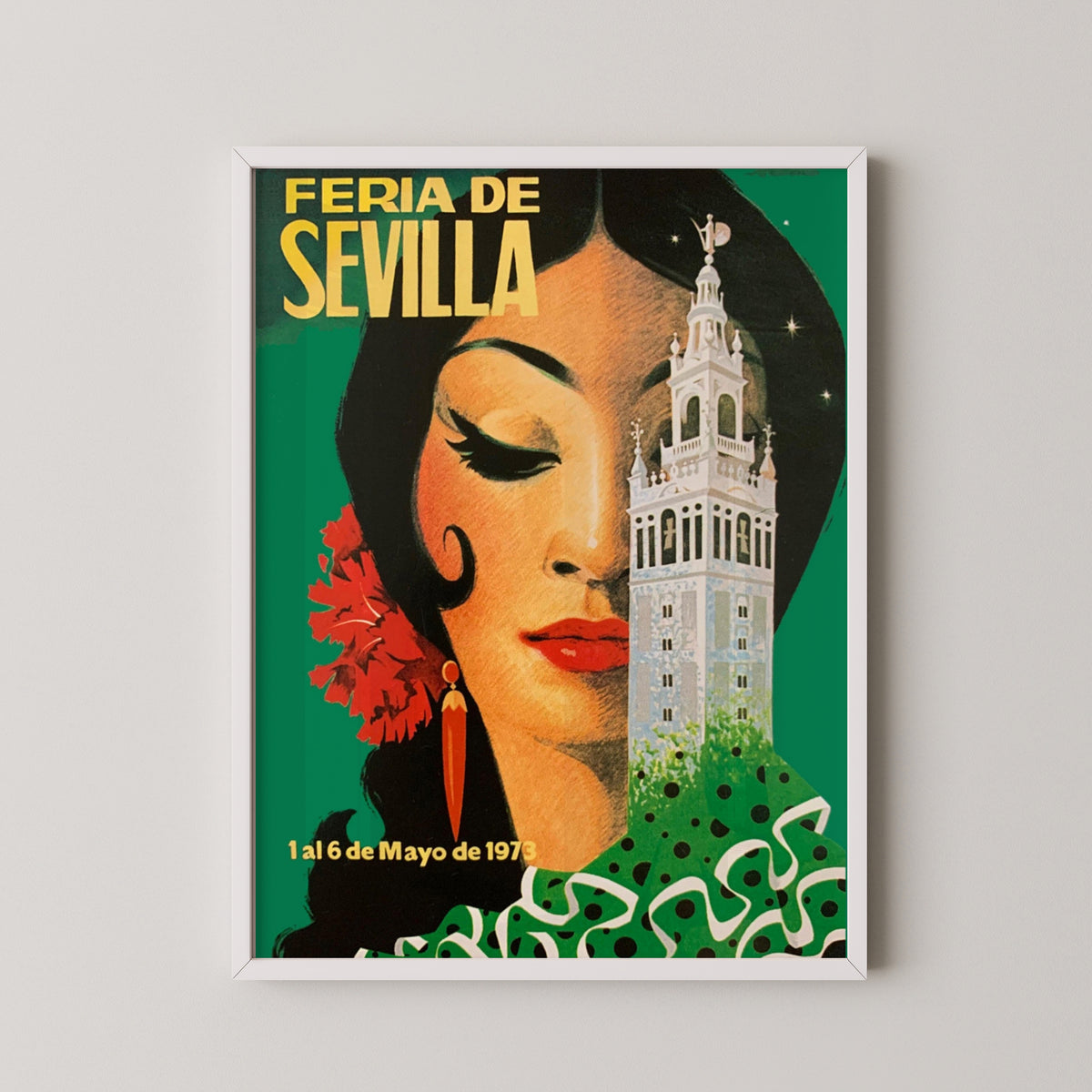 spain flamenco poster – white frame mockup
