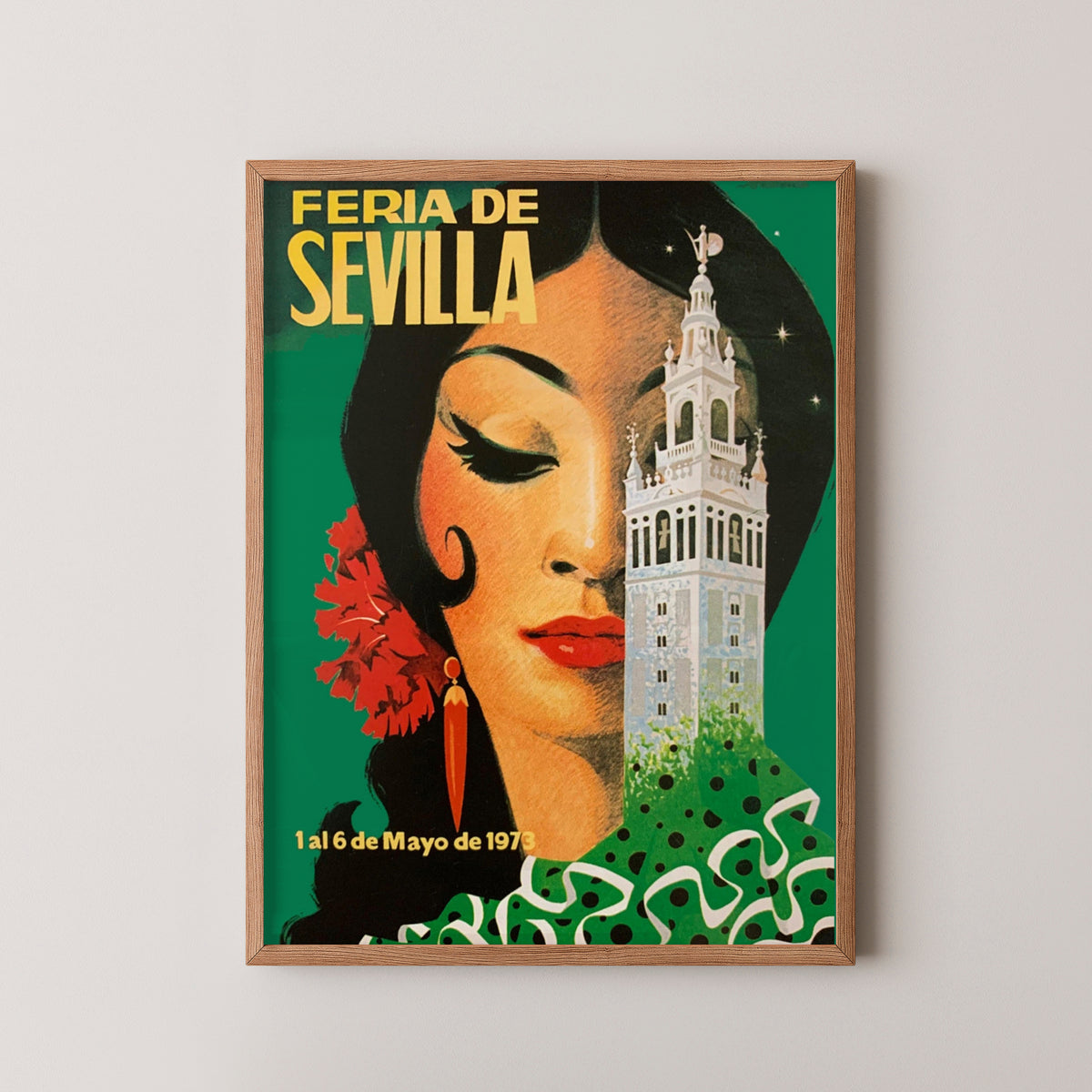 spain flamenco poster – wood frame mockup