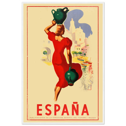 Vintage tourism poster print celebrating Spain’s Andalusia region — classic Mediterranean travel art for collectors.