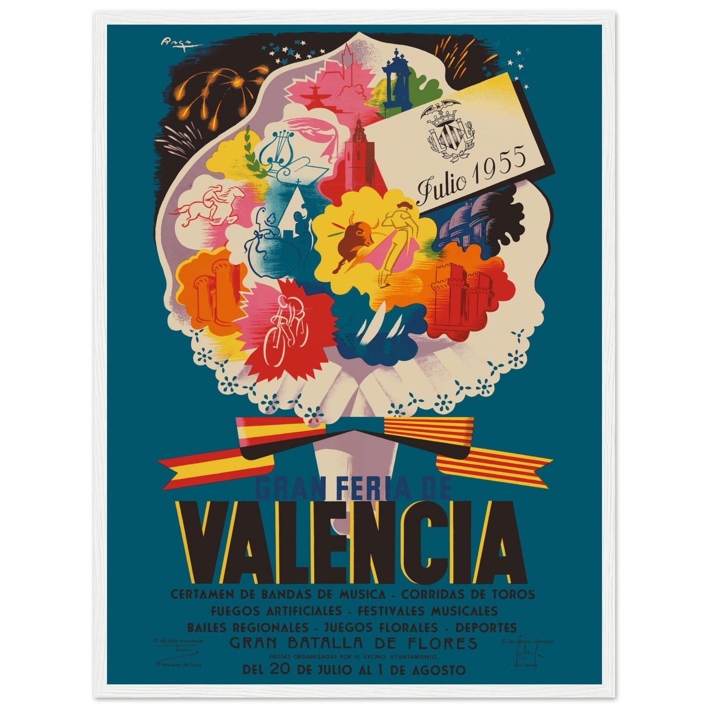 Spanish festival art print inspired by Valencia’s Fallas, full of color, tradition, and lively cultural expression.