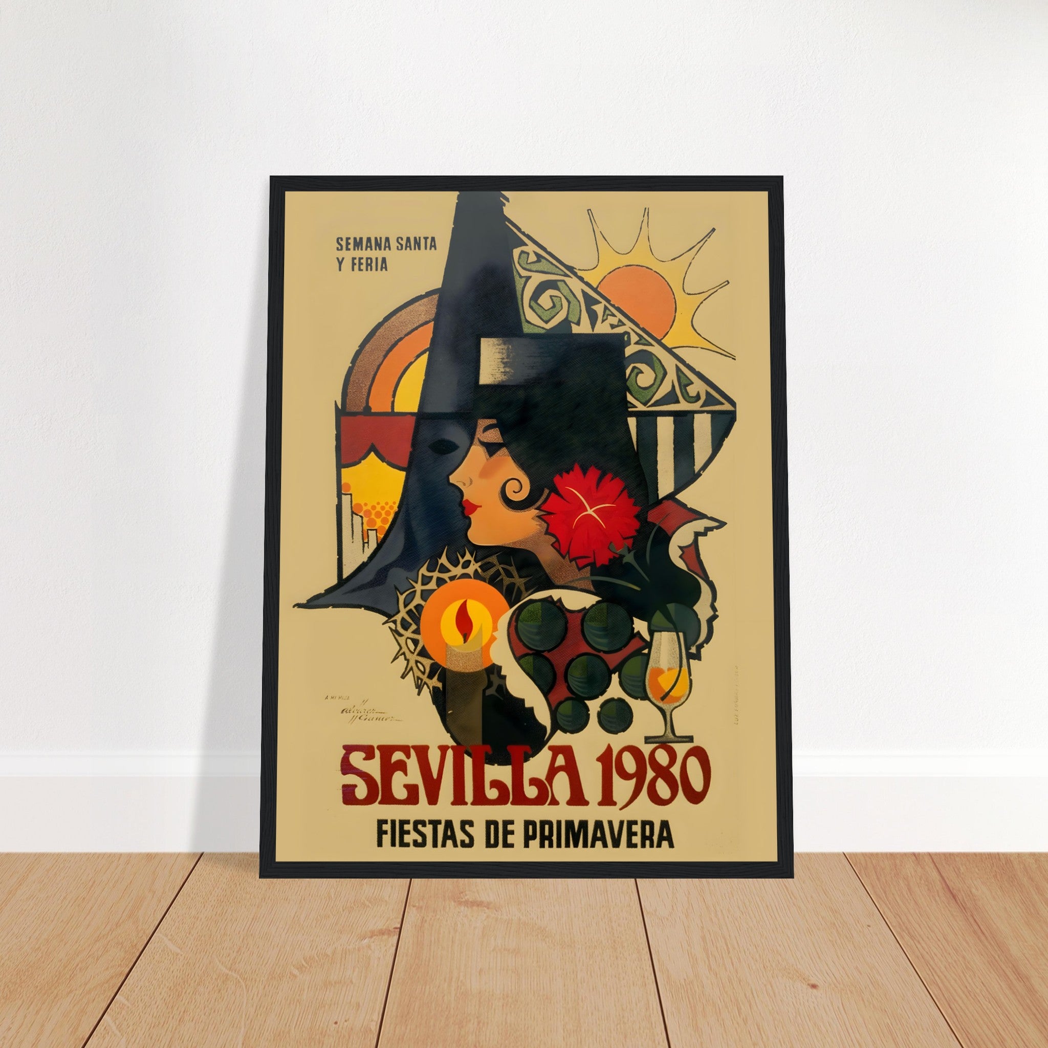 Celebrate Sevilla’s Semana Santa with this stunning 1980 vintage poster. A unique piece of Spanish wall art capturing the heart of this traditional festival. Shop now!