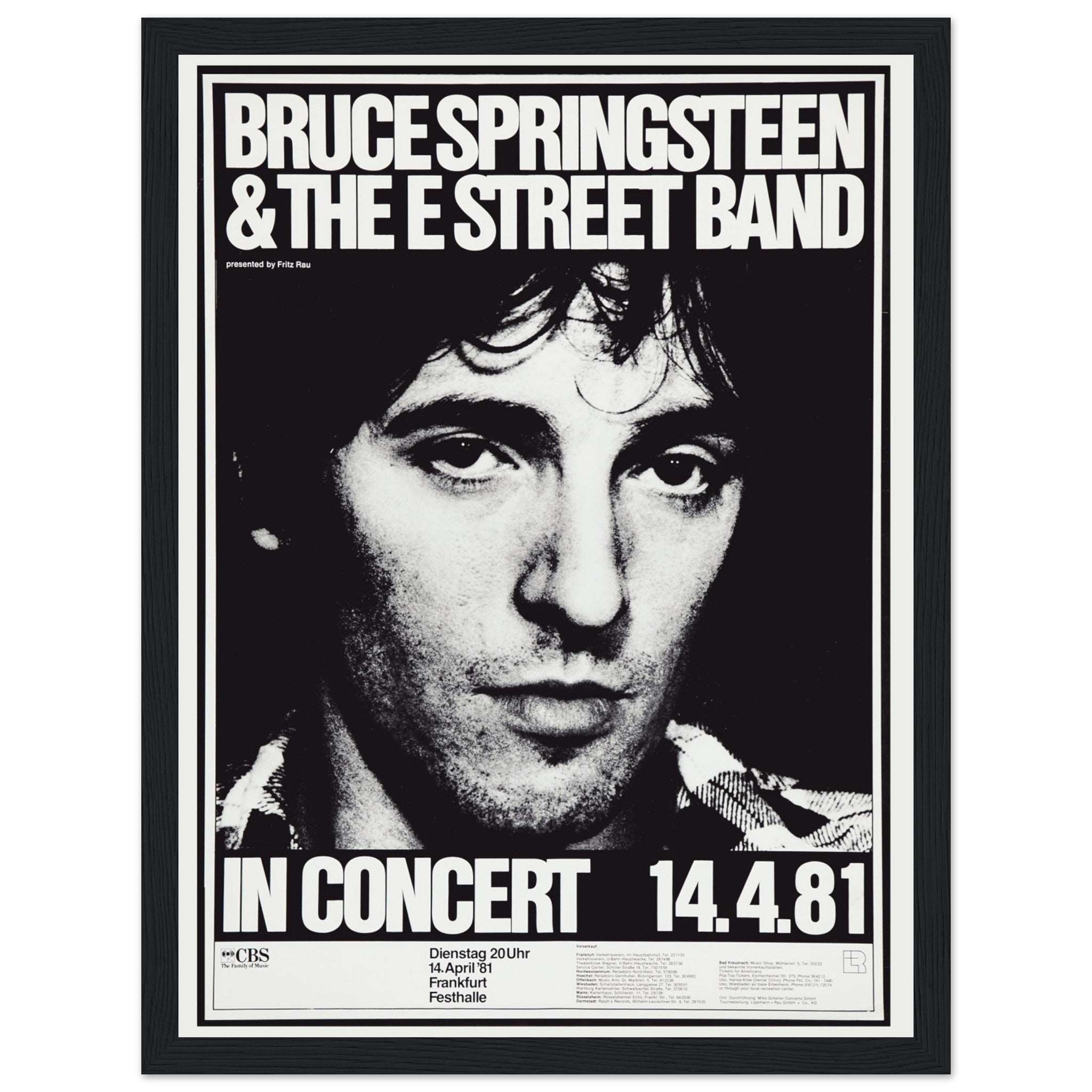 Rare Bruce Springsteen 1981 Frankfurt concert poster, celebrating The Boss’s legendary German tour stop. Perfect for classic rock collectors! Shop now.