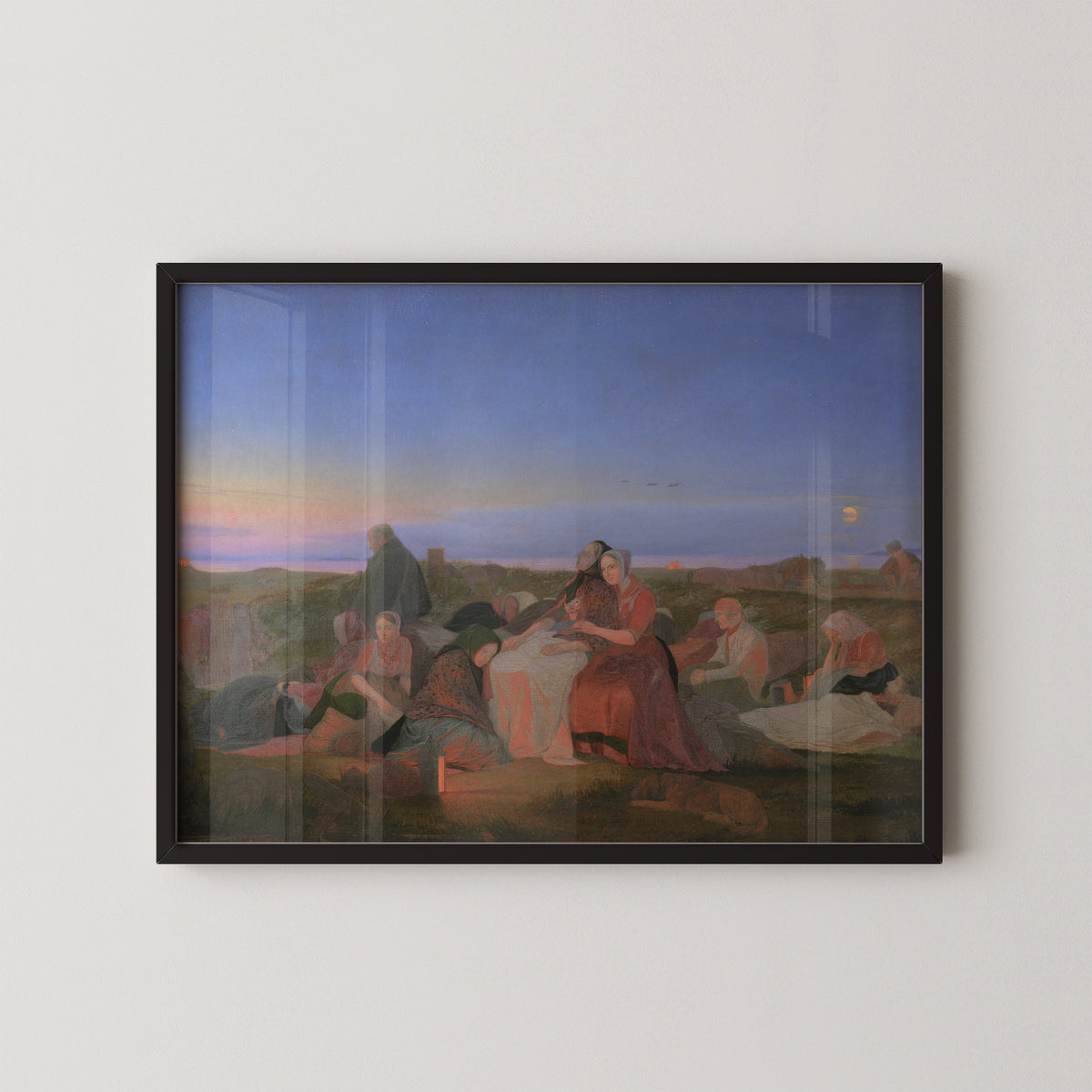 St. John's Night at Tisvilde by Jørgen V. Sonne, historical figurative art print in a black frame
