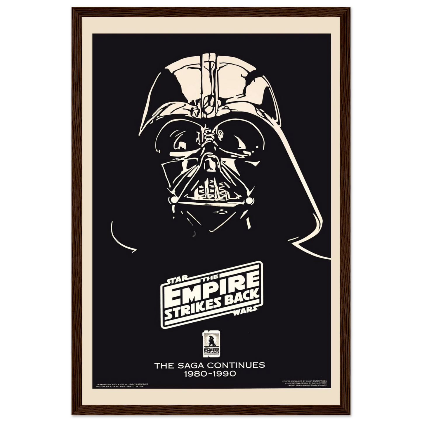 Star Wars movie poster of Darth Vader with “The Saga Continues” tagline, perfect for fans of the epic sci-fi saga and cinematic art collectors.