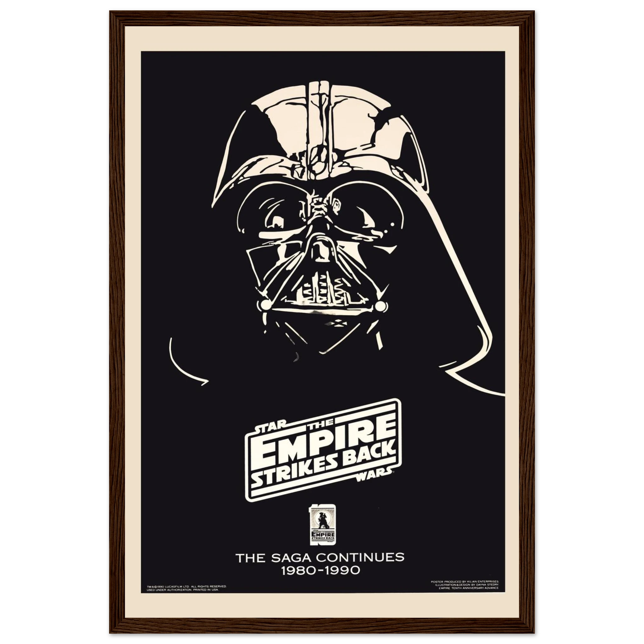 Star Wars movie poster of Darth Vader with “The Saga Continues” tagline, perfect for fans of the epic sci-fi saga and cinematic art collectors.