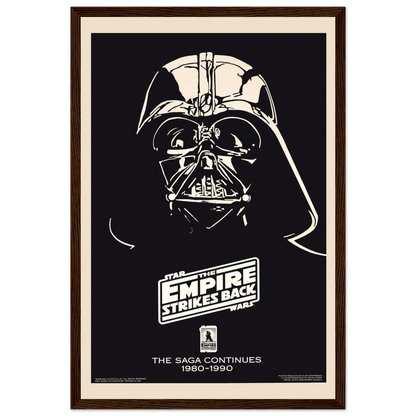 Star Wars movie poster of Darth Vader with “The Saga Continues” tagline, perfect for fans of the epic sci-fi saga and cinematic art collectors.