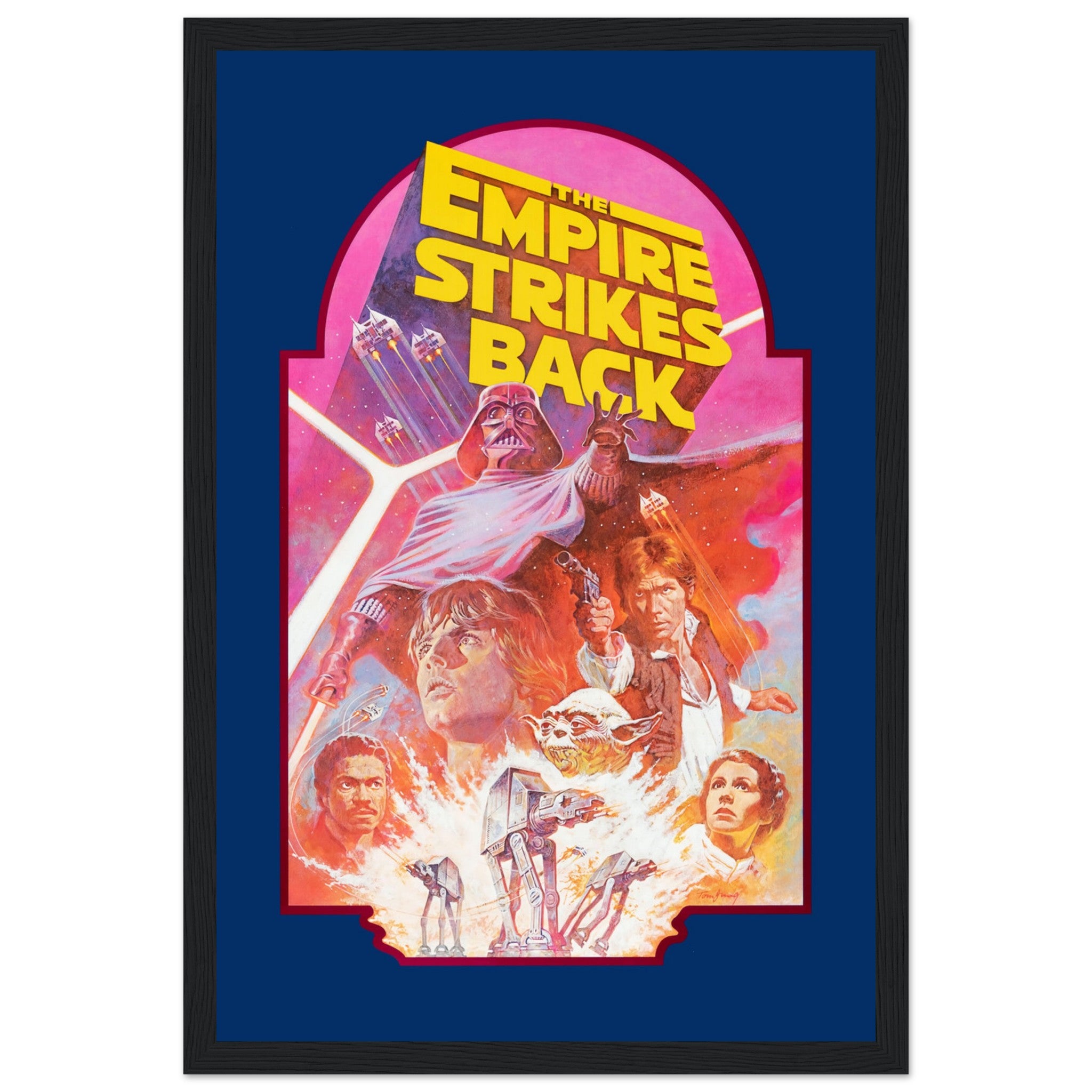 Own a legendary Star Wars: The Empire Strikes Back poster, featuring Darth Vader, Luke Skywalker, Yoda, Han Solo & Princess Leia in stunning artwork. This officially inspired sci-fi movie print is perfect for Star Wars collectors, vintage movie buffs, and sci-fi lovers. A timeless piece of cinematic history, ideal for home theaters, game rooms, man caves, and geek decor. Whether you're a fan of The Force, the Rebellion, or the Dark Side, this classic 1980 Star Wars poster brings the epic battle between the 