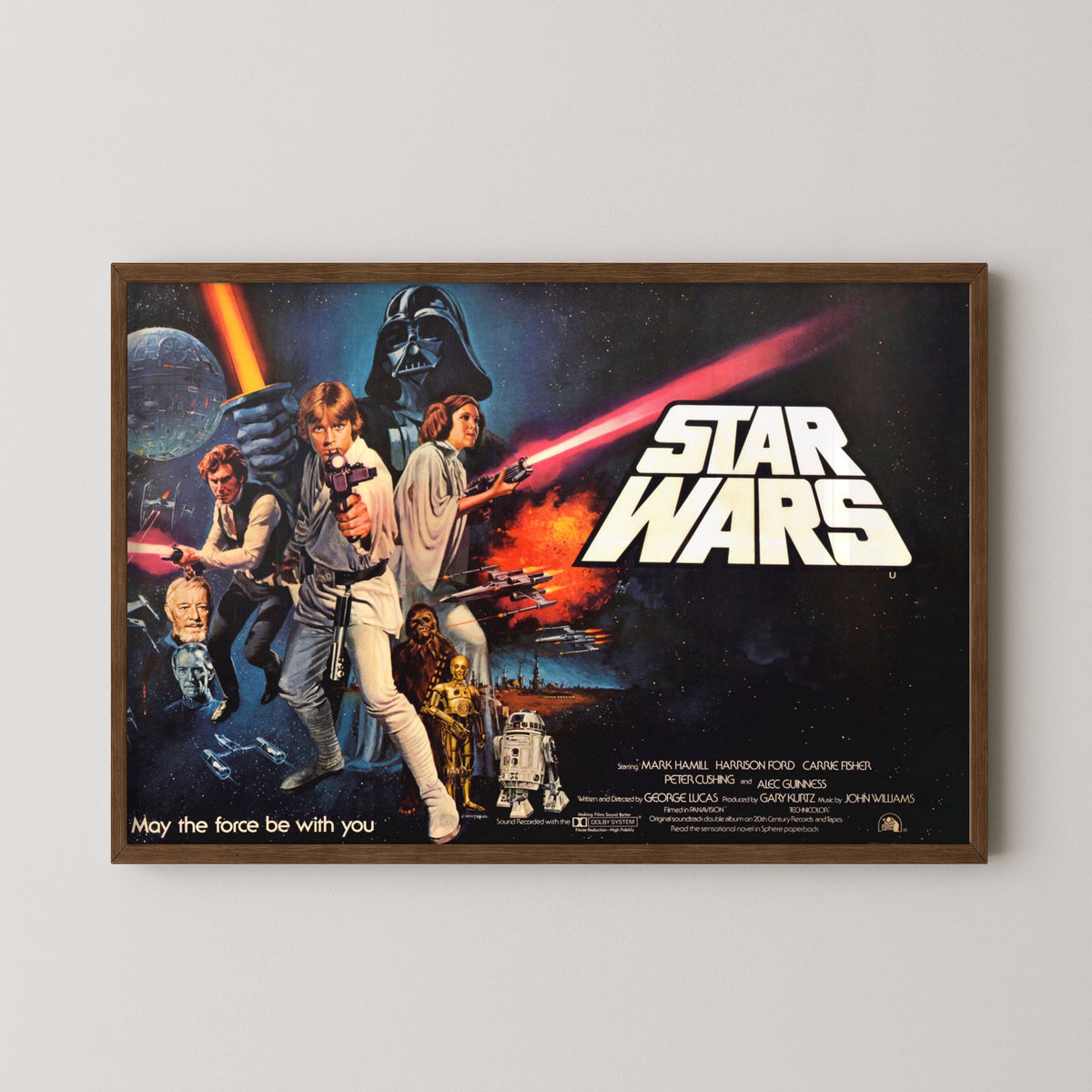 Star Wars Vintage Poster – Classic Sci-Fi Movie Art – darkwood frame mockup