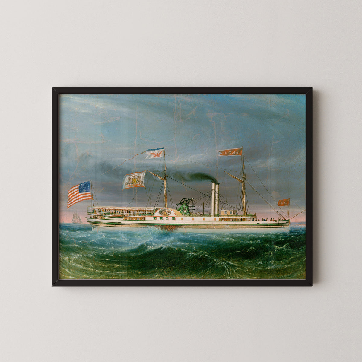 Steamship "Erie" by American 19th Century, art print in a black frame