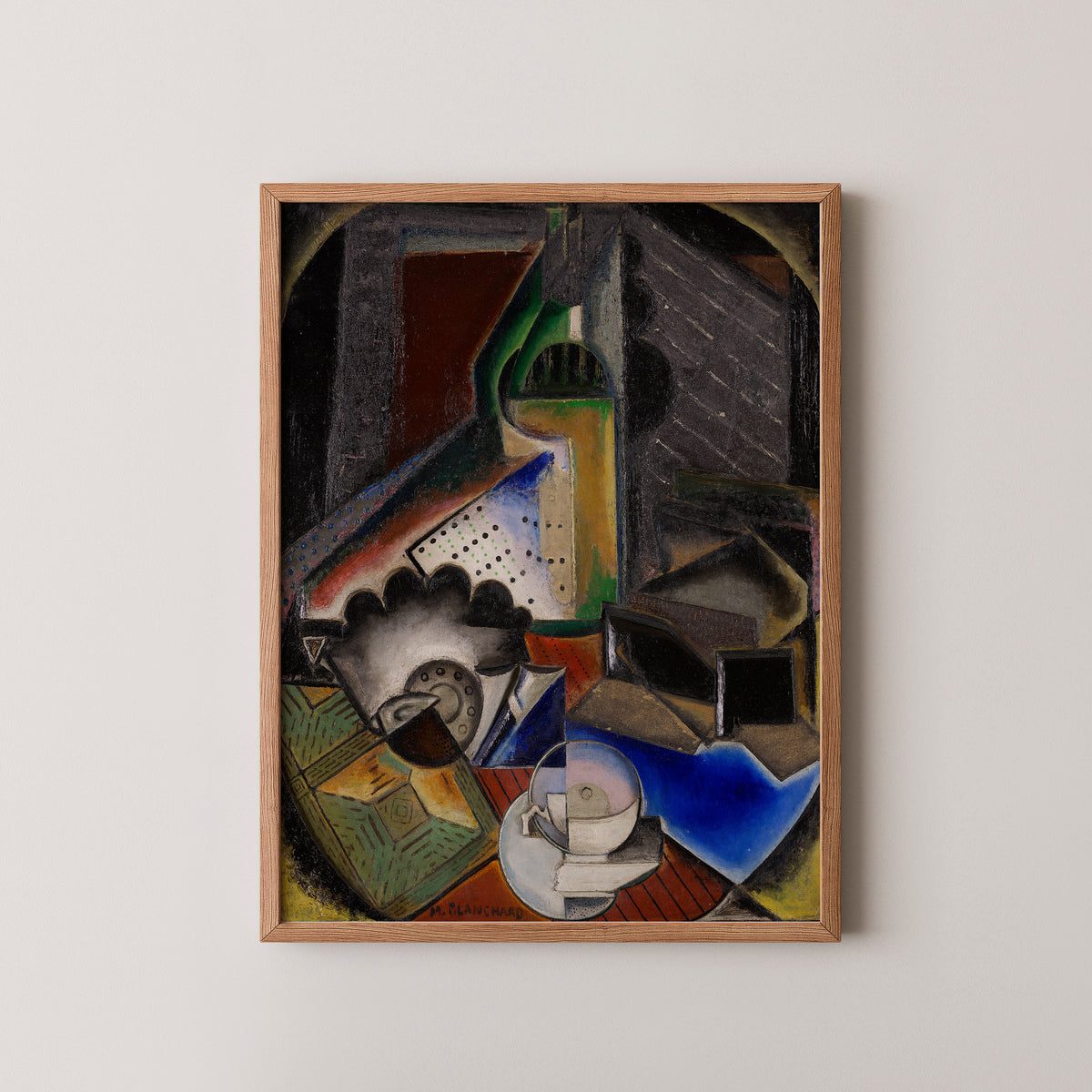 Still Life by María Blanchard, art print in a natural wood frame