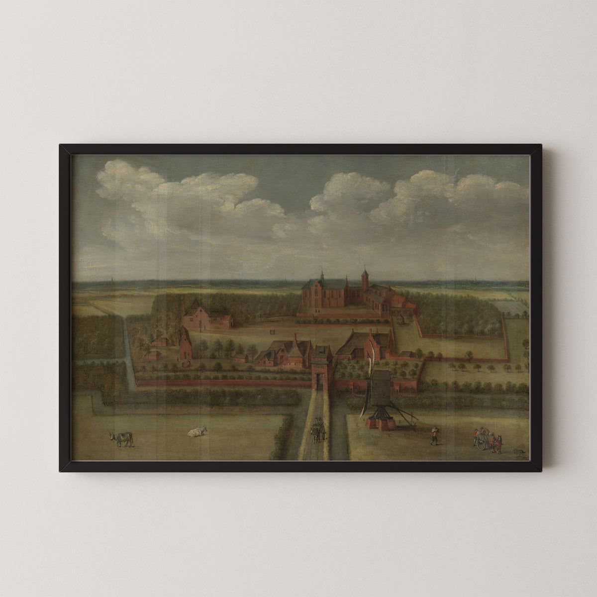 The Abbey of Leeuwenhorst in Rijnland by anonymous, art print in a black frame