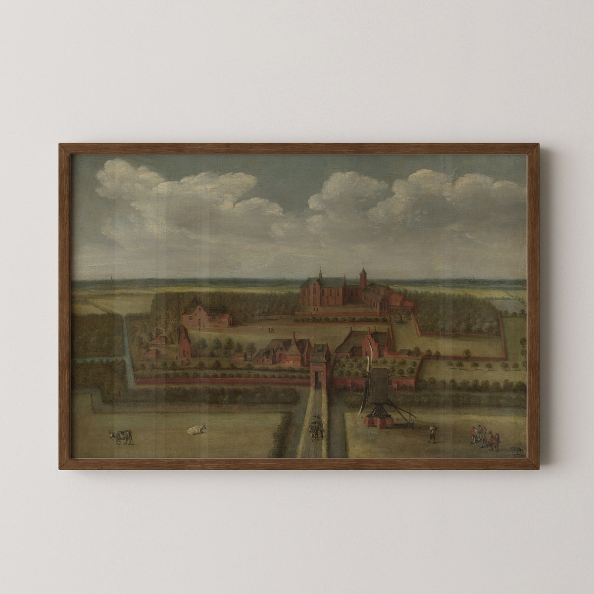 The Abbey of Leeuwenhorst in Rijnland by anonymous, art print in a dark wood frame