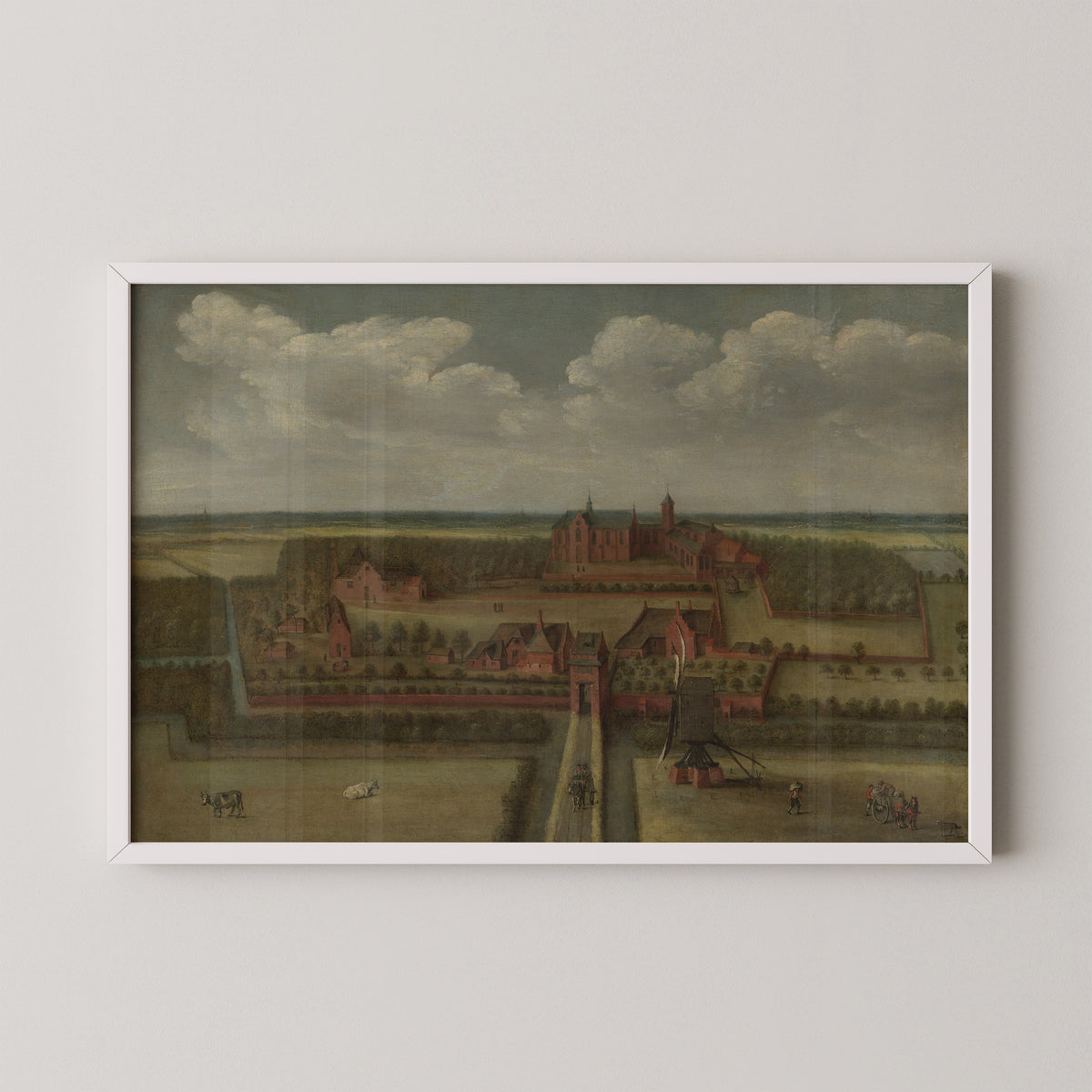 The Abbey of Leeuwenhorst in Rijnland by anonymous, art print in a white frame
