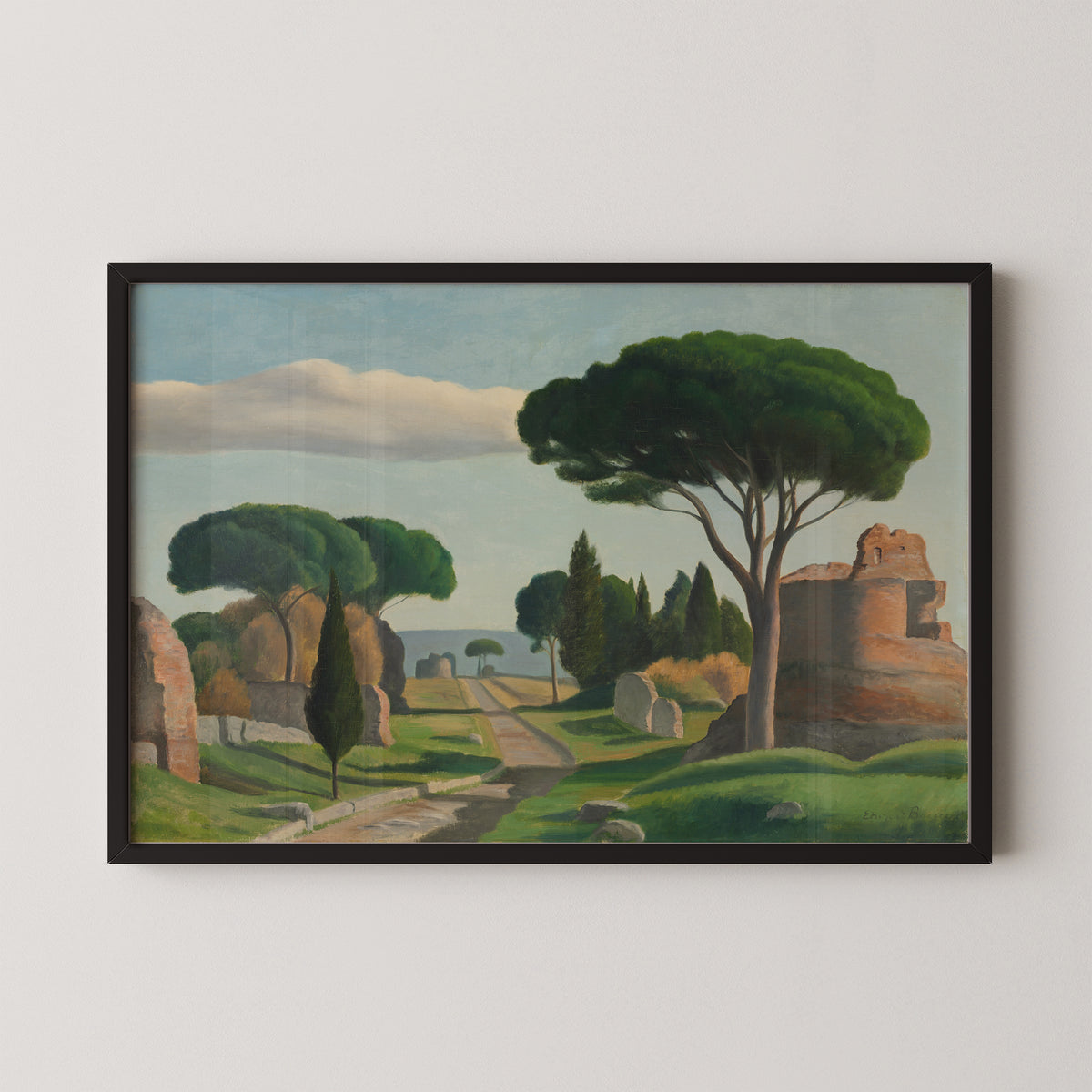 The Appian Way by Edward Bruce, art print in a black frame