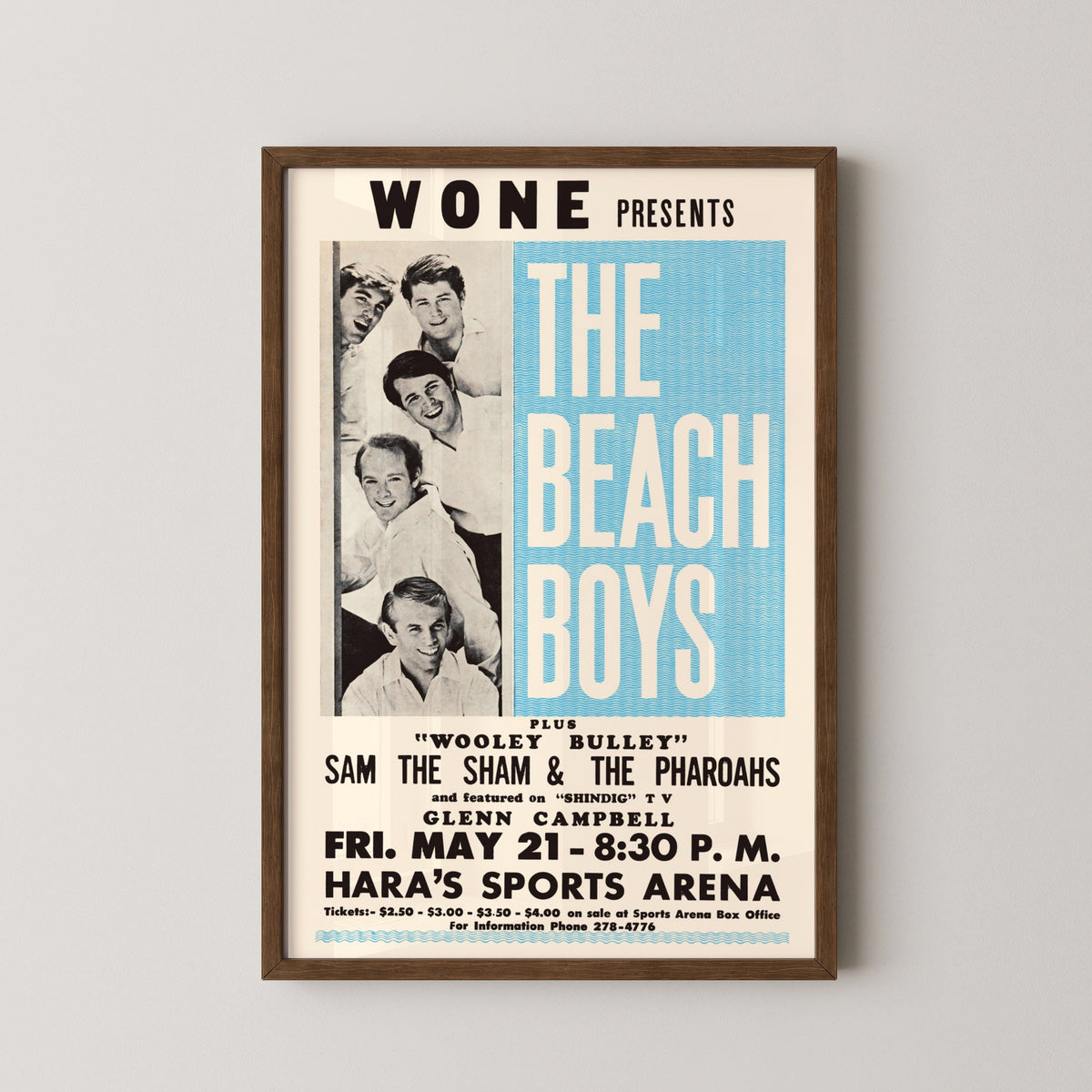 the beach boys concert poster – darkwood frame mockup