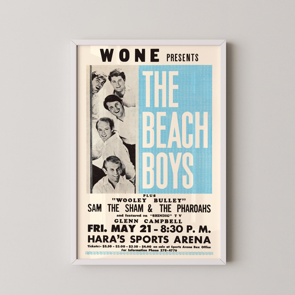 the beach boys concert poster – white frame mockup