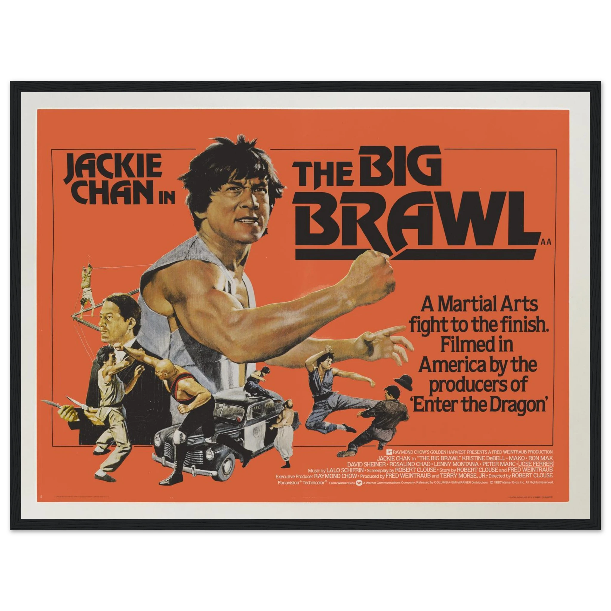 Wall art print of The Big Brawl featuring Jackie Chan, a collectible 1980s martial arts poster perfect for movie fans and retro interiors.