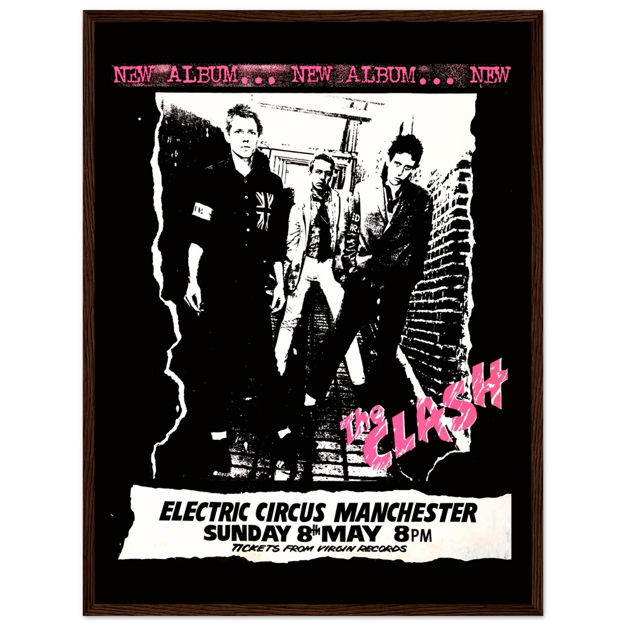 The Clash Electric Circus punk print poster with rebellious 1970s design — bold wall art for vintage music interiors.