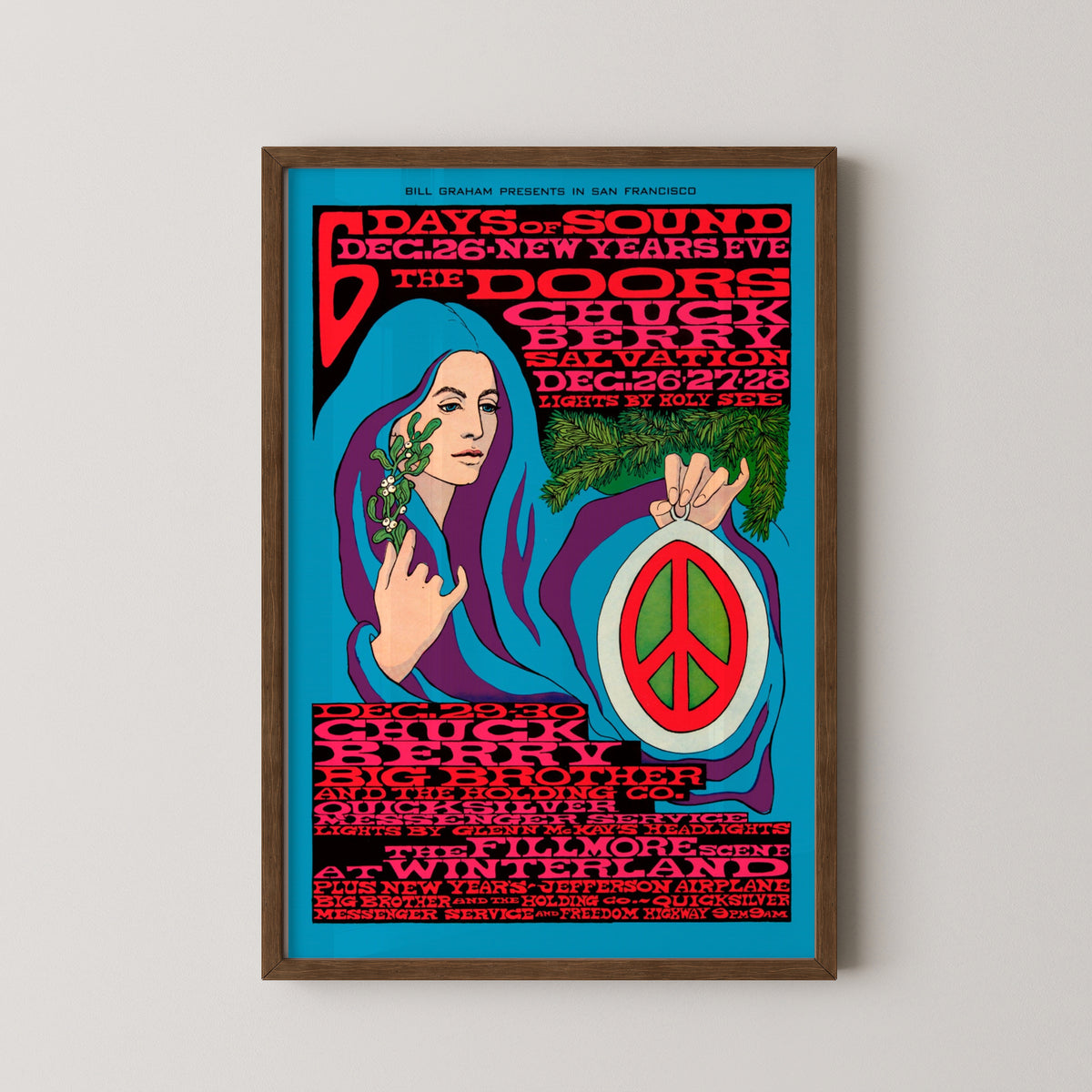 the doors vintage concert poster – darkwood frame mockup