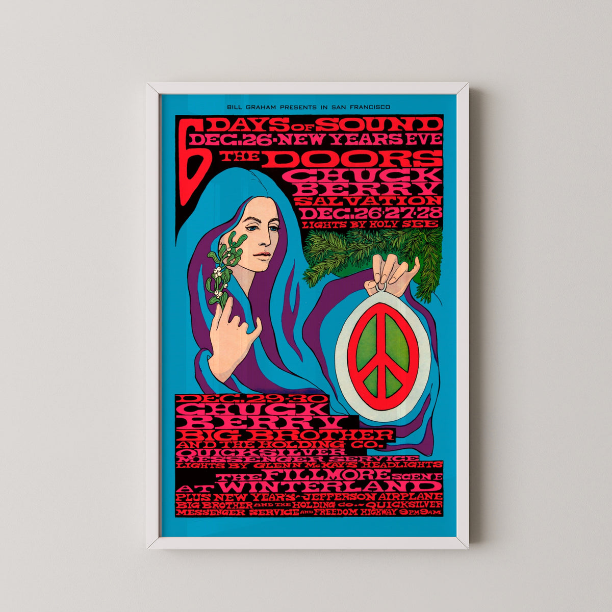 the doors vintage concert poster – white frame mockup