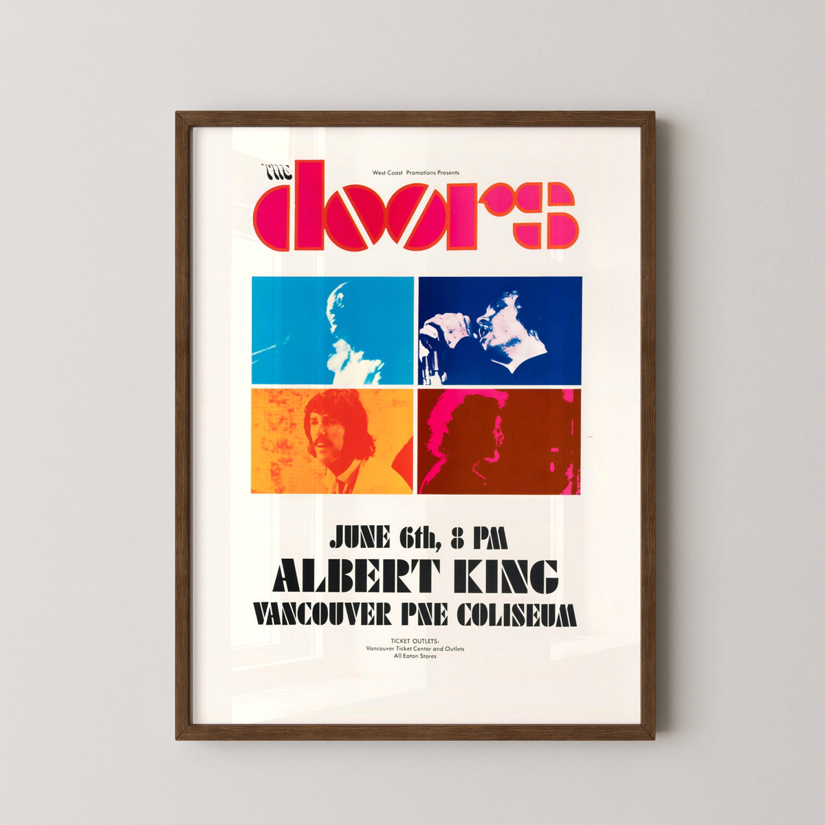 The Doors Vintage Band Poster – Classic Rock Art – darkwood frame mockup