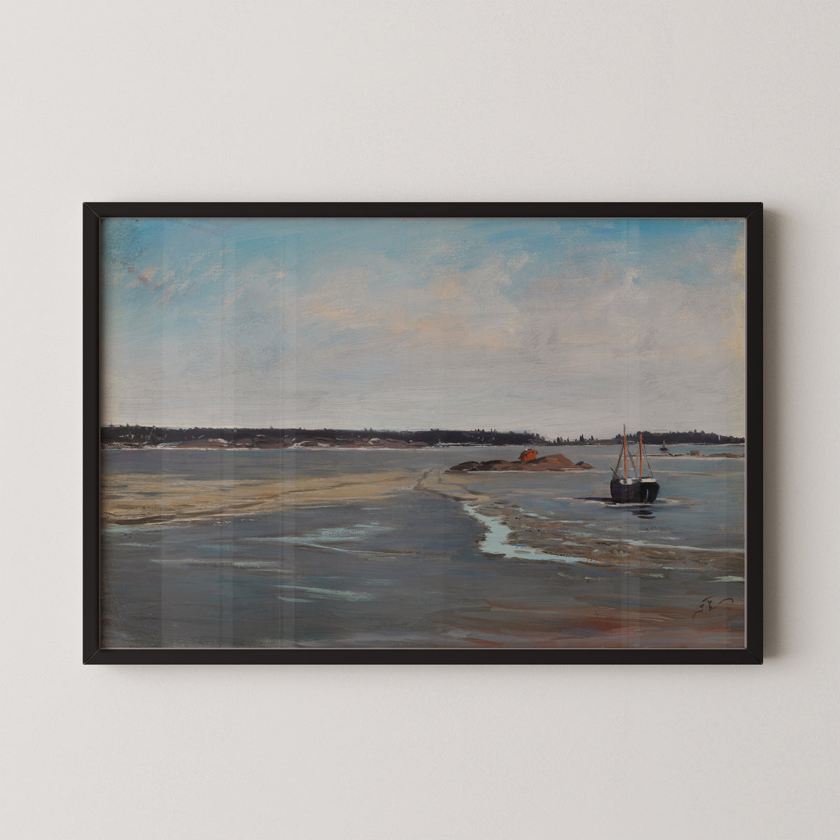The Ice in March by Fanny Churberg, art print in a black frame