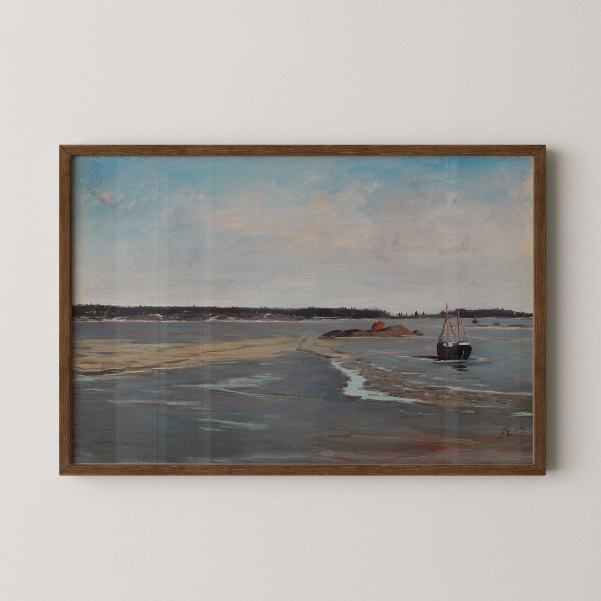 The Ice in March by Fanny Churberg, art print in a dark wood frame