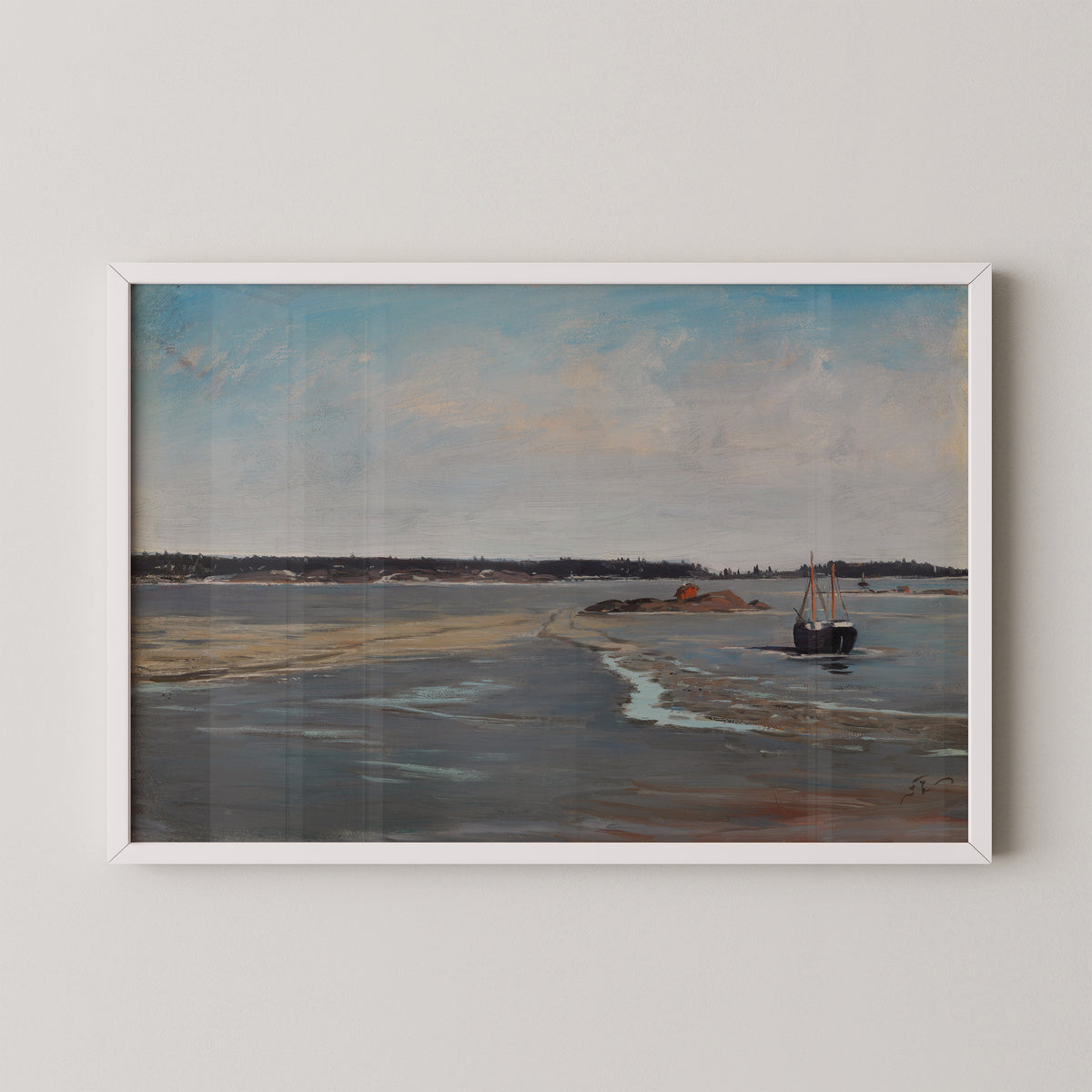 The Ice in March by Fanny Churberg, art print in a white frame