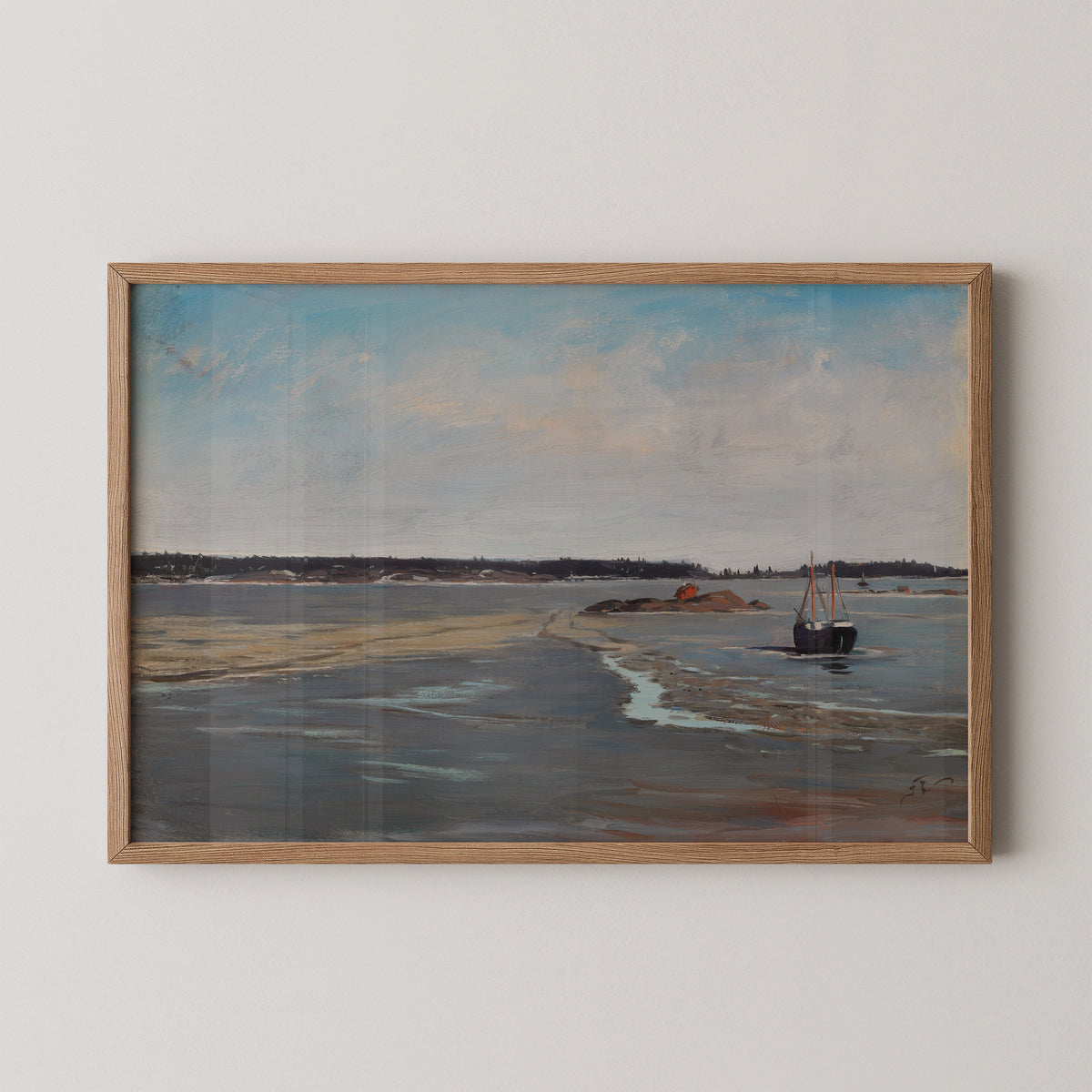 The Ice in March by Fanny Churberg, art print in a natural wood frame
