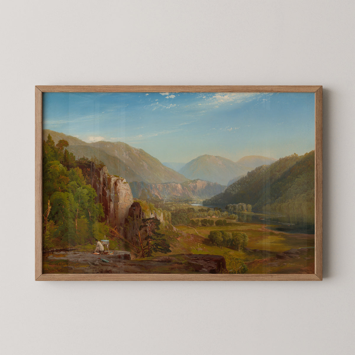 The Juniata, Evening by Thomas Moran, art print in a natural wood frame