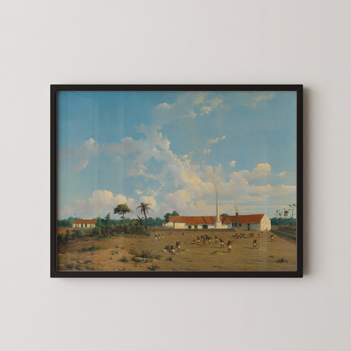 The Kemanglen Sugar Factory near Tegal (or Tagal), Java by Abraham Salm, art print in a black frame