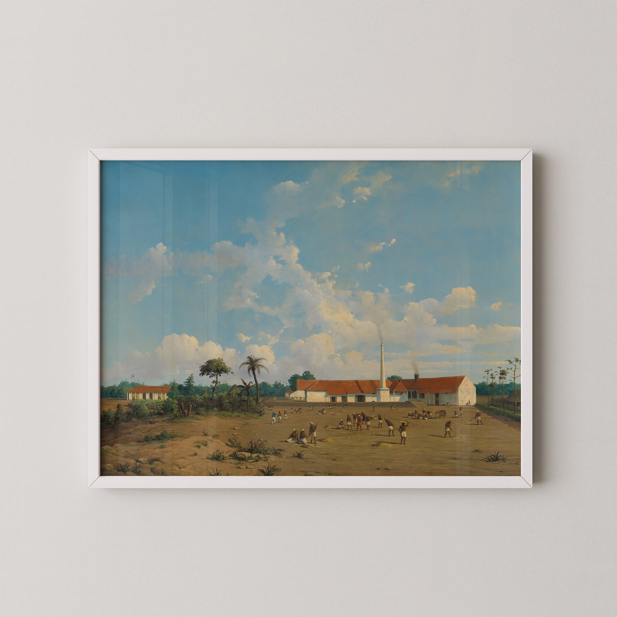 The Kemanglen Sugar Factory near Tegal (or Tagal), Java by Abraham Salm, art print in a white frame