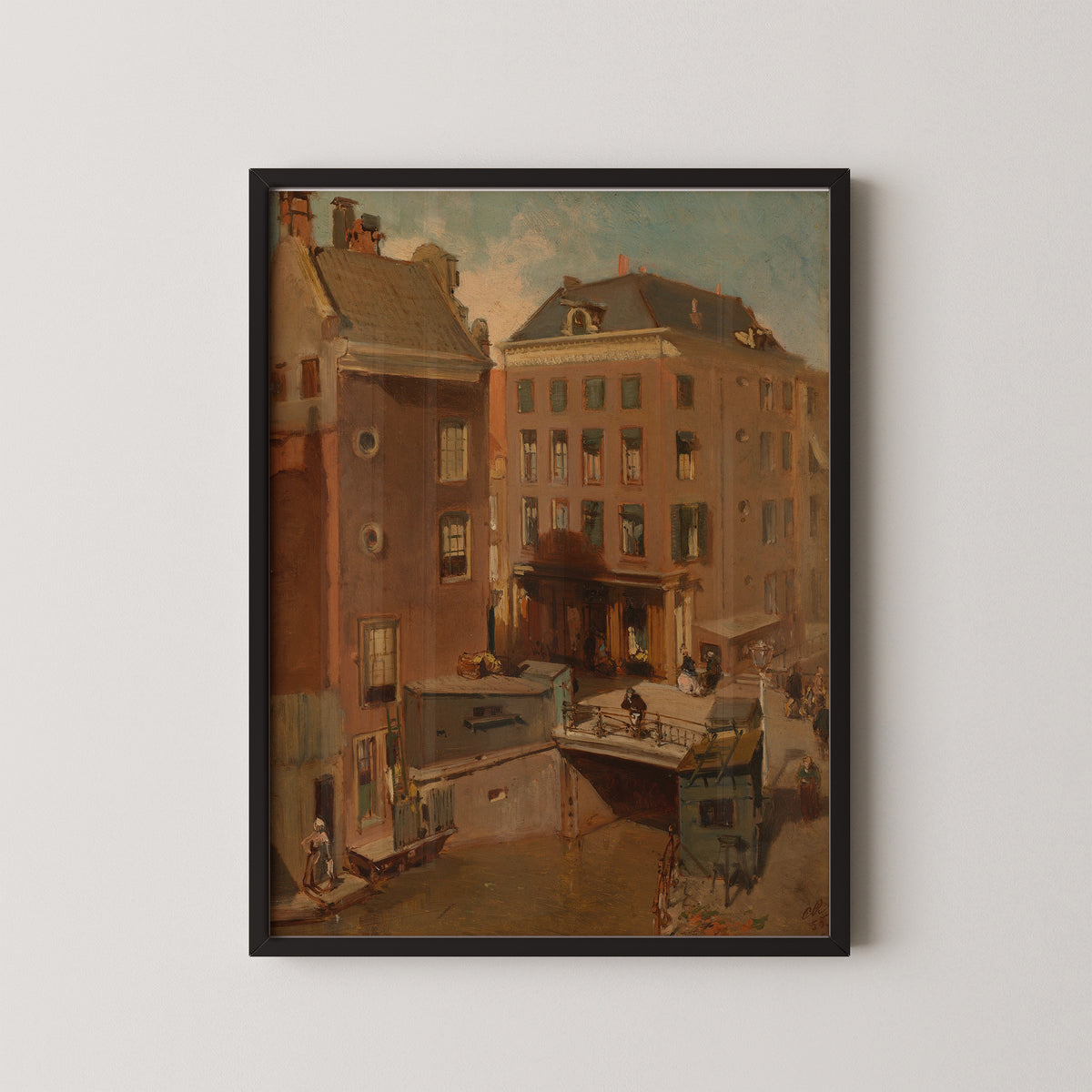 The Osjessluis near Kalverstraat in Amsterdam by Charles Rochussen, art print in a black frame