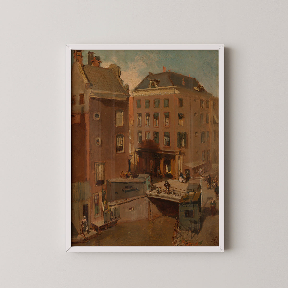 The Osjessluis near Kalverstraat in Amsterdam by Charles Rochussen, art print in a white frame