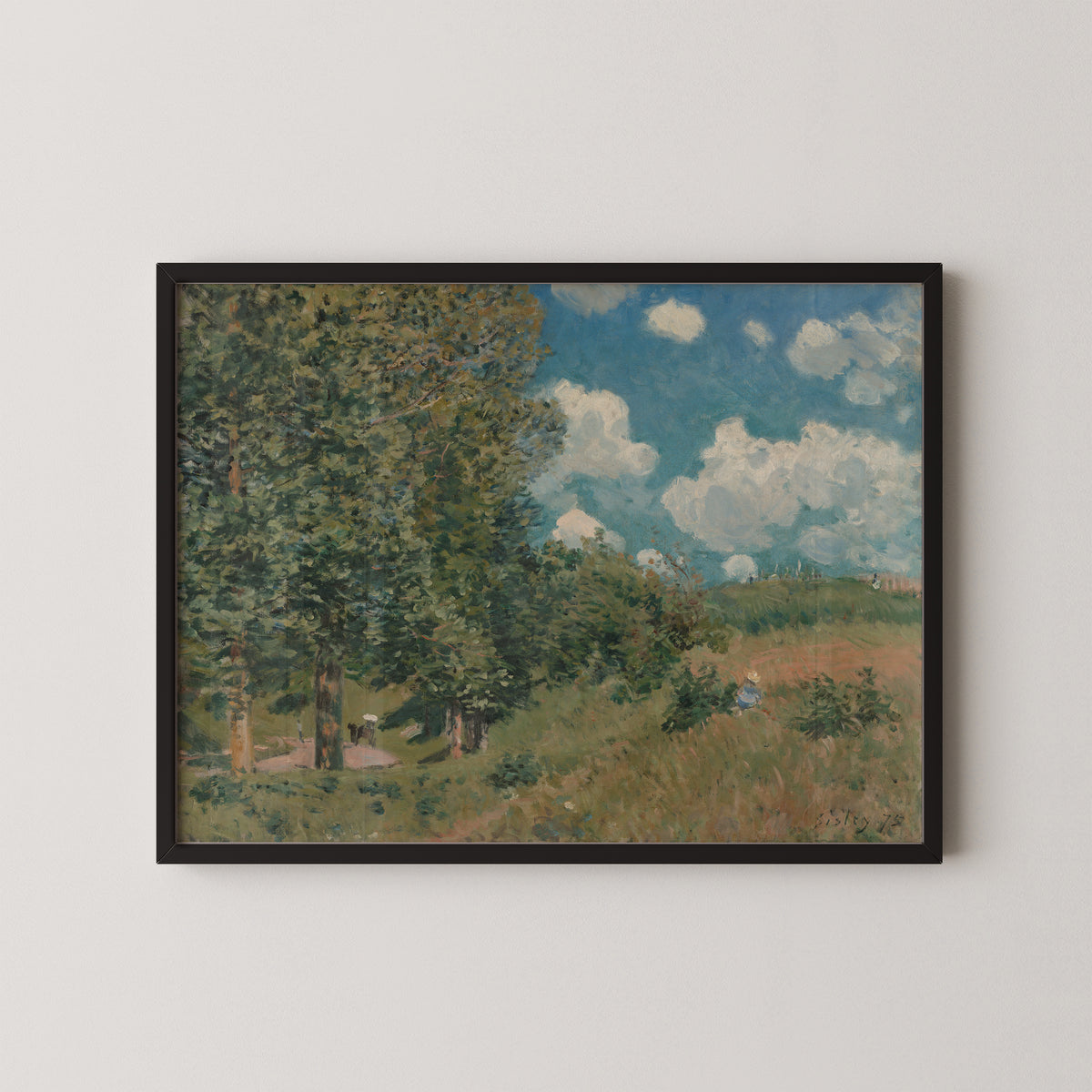 The Road from Versailles to Saint-Germain (99.PA.27) by Alfred Sisley, art print in a black frame