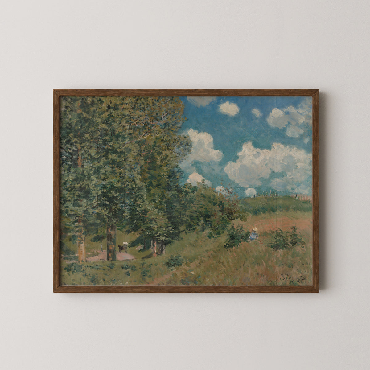 The Road from Versailles to Saint-Germain (99.PA.27) by Alfred Sisley, art print in a dark wood frame