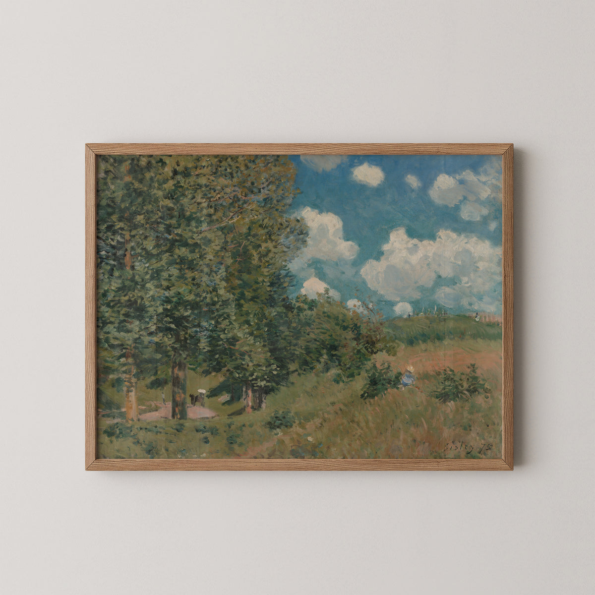 The Road from Versailles to Saint-Germain (99.PA.27) by Alfred Sisley, art print in a natural wood frame