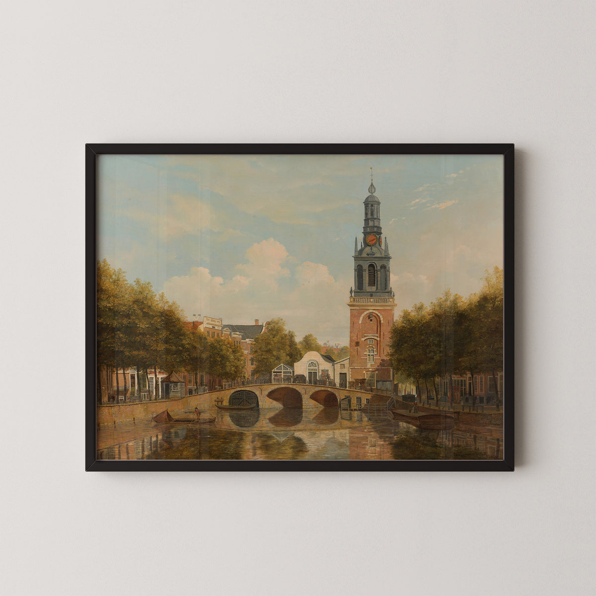 The Torensluis and the Jan Roodenpoortstoren in Amsterdam by Hendrik Gerrit ten Cate, art print in a black frame