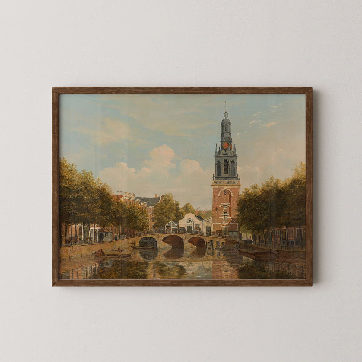 The Torensluis and the Jan Roodenpoortstoren in Amsterdam by Hendrik Gerrit ten Cate, art print in a dark wood frame