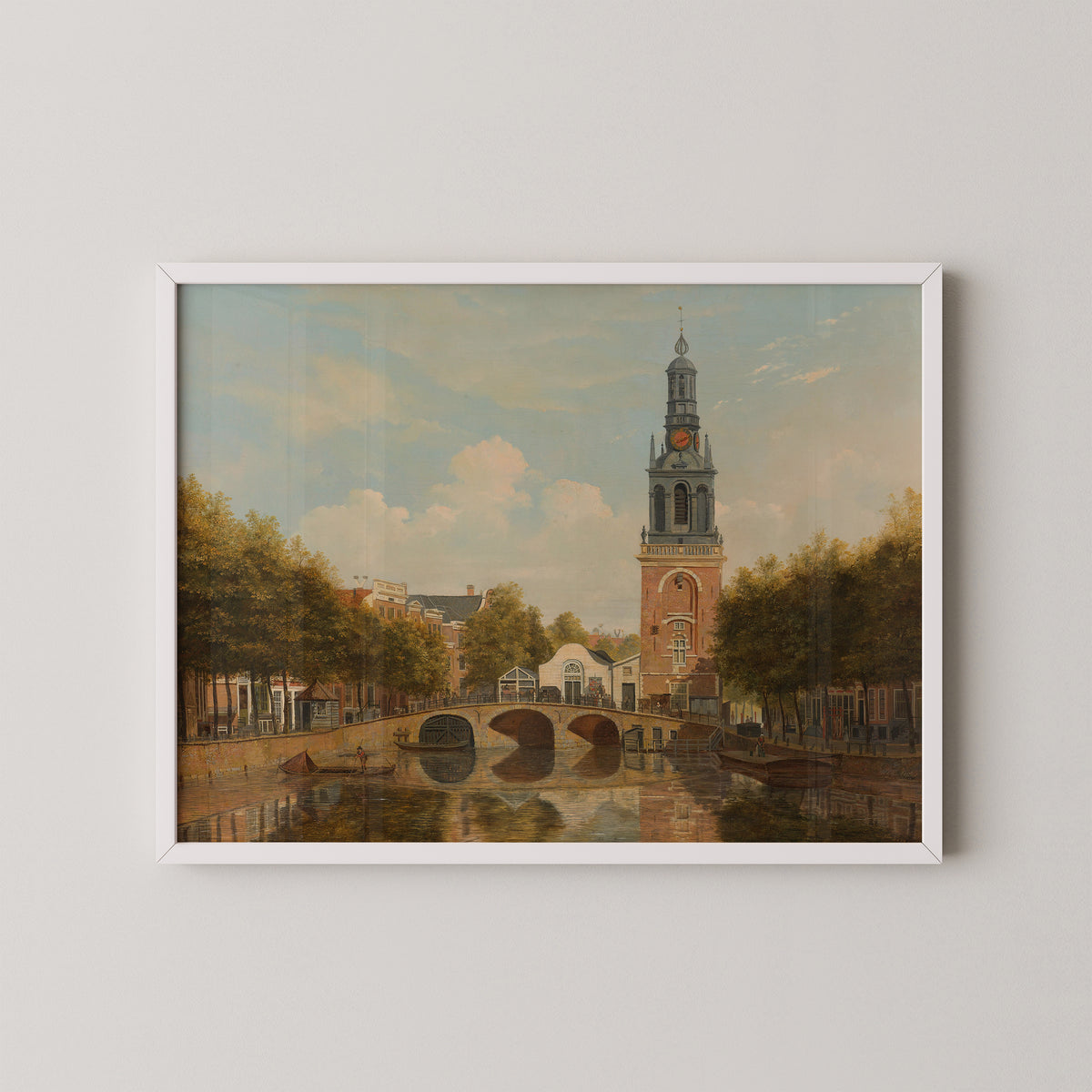 The Torensluis and the Jan Roodenpoortstoren in Amsterdam by Hendrik Gerrit ten Cate, art print in a white frame