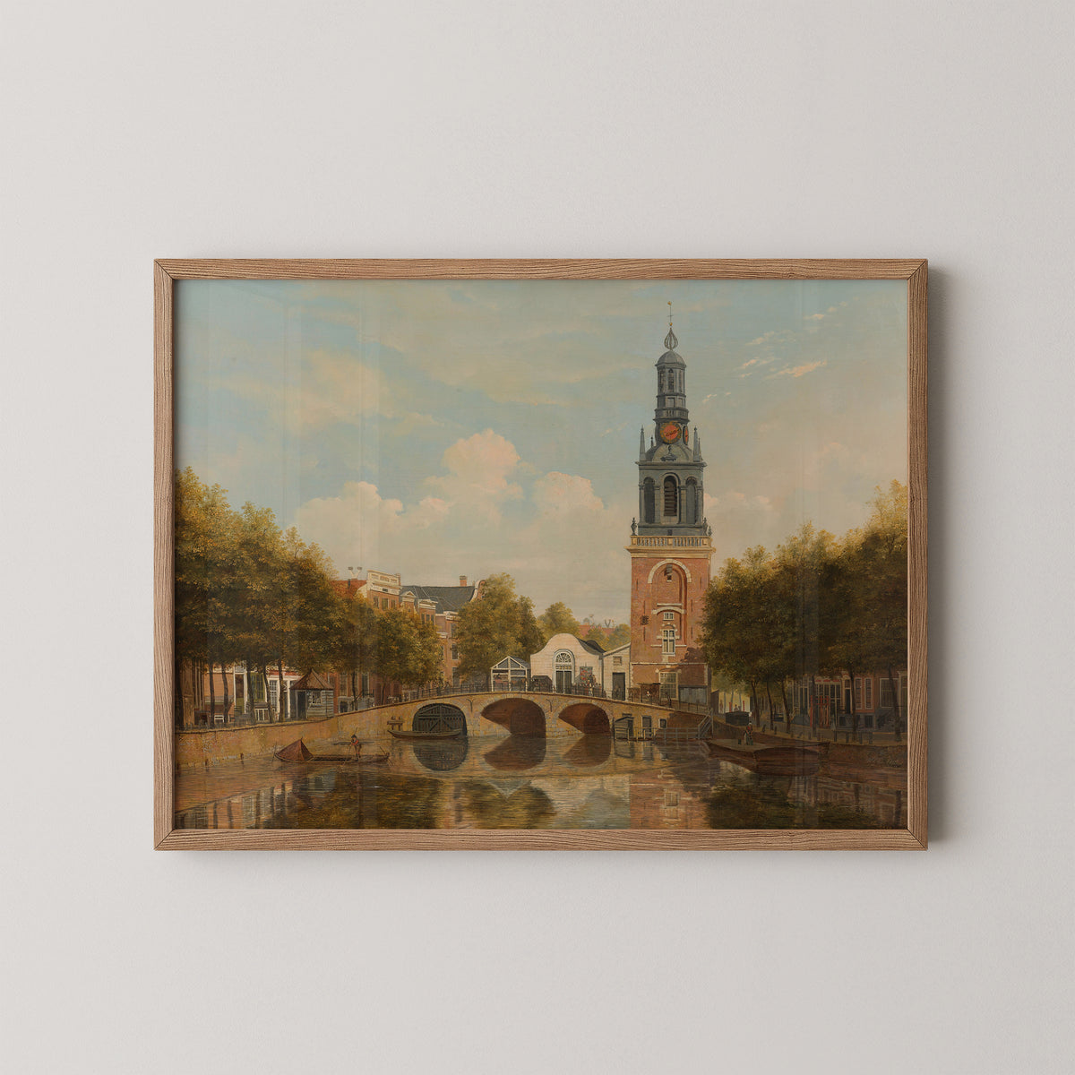 The Torensluis and the Jan Roodenpoortstoren in Amsterdam by Hendrik Gerrit ten Cate, art print in a natural wood frame