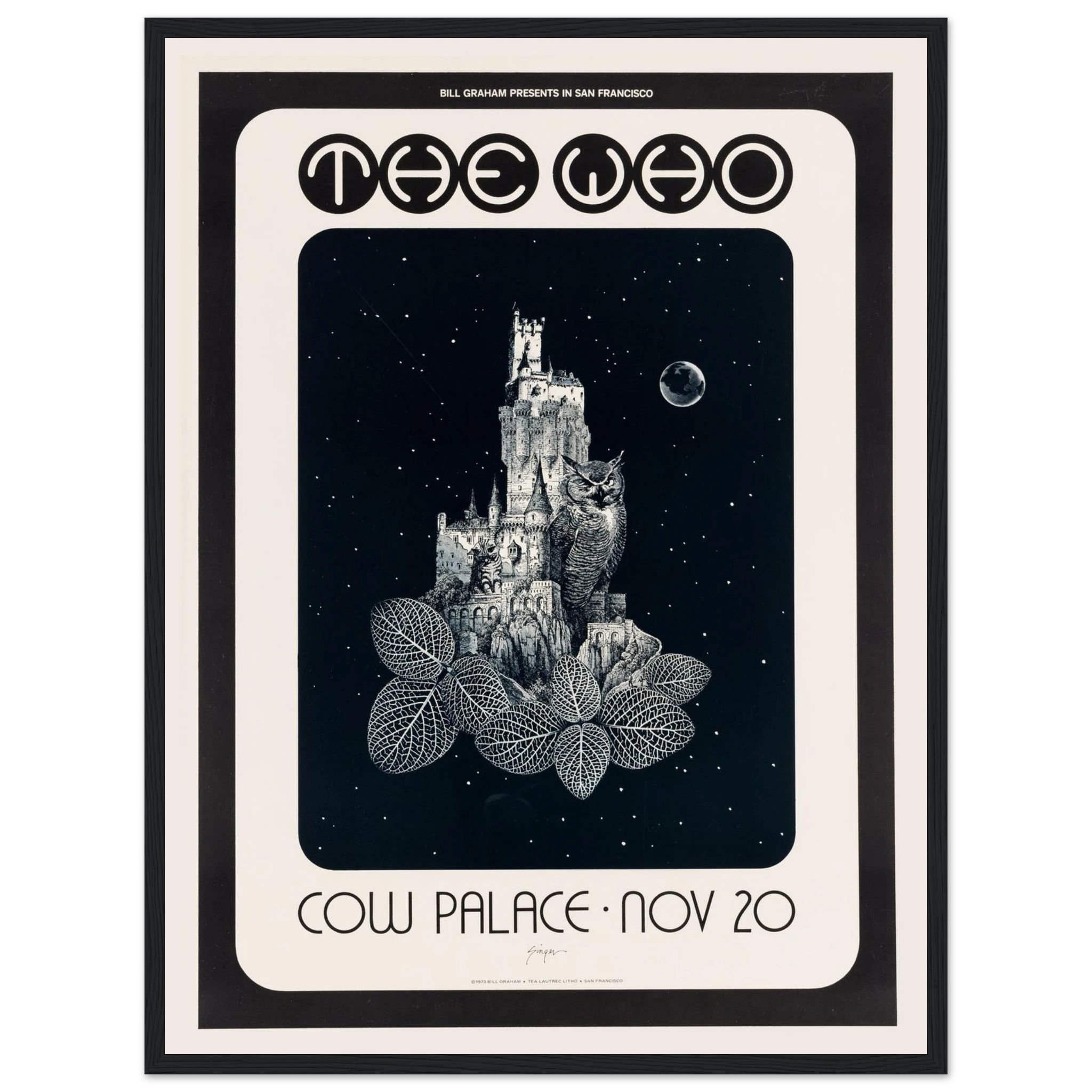 Vintage rock poster of The Who live at the Cow Palace, a high-quality reproduction for classic rock fans and concert art collectors.